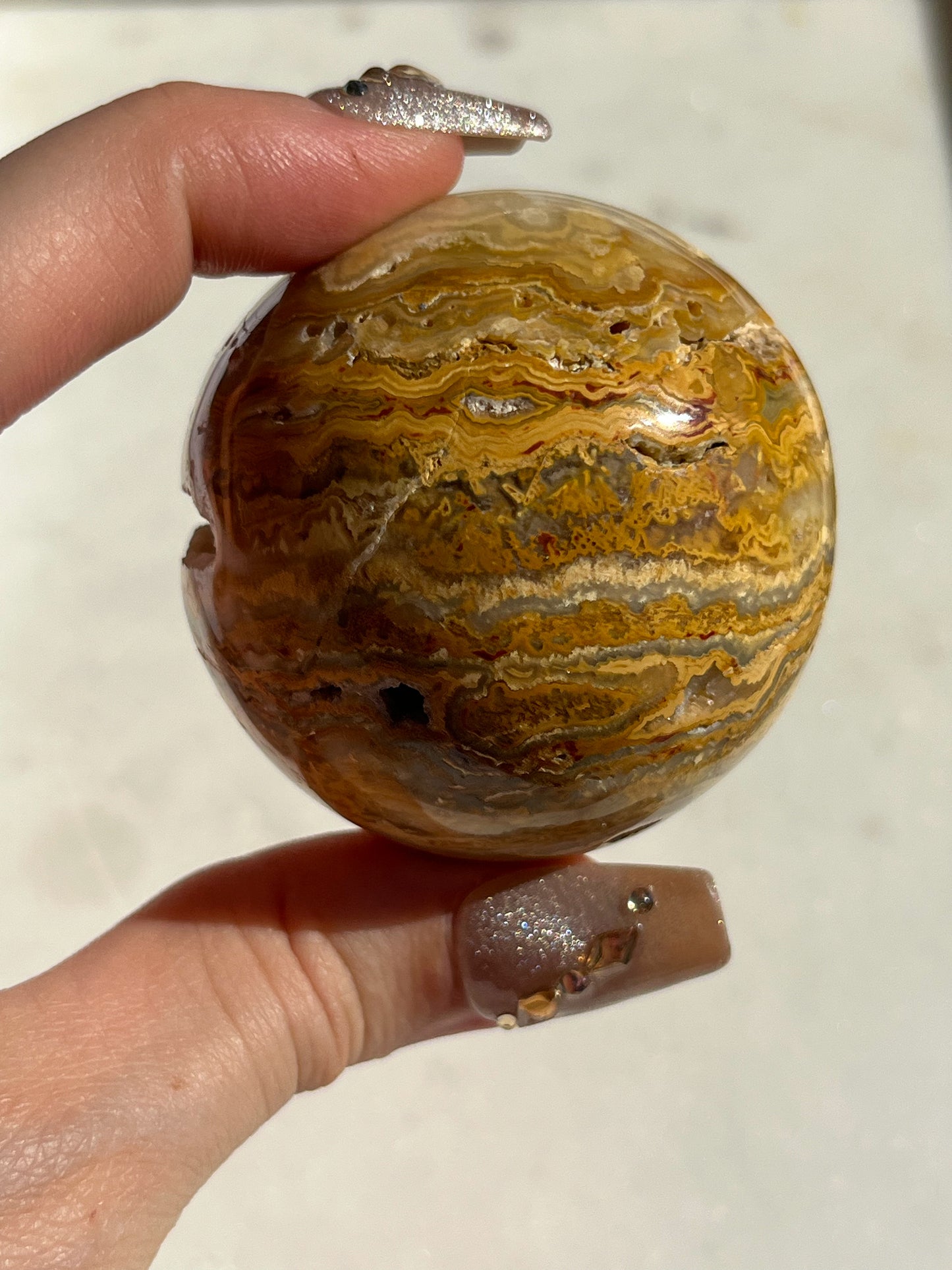 Golden Crazy Lace Agate Sphere #B