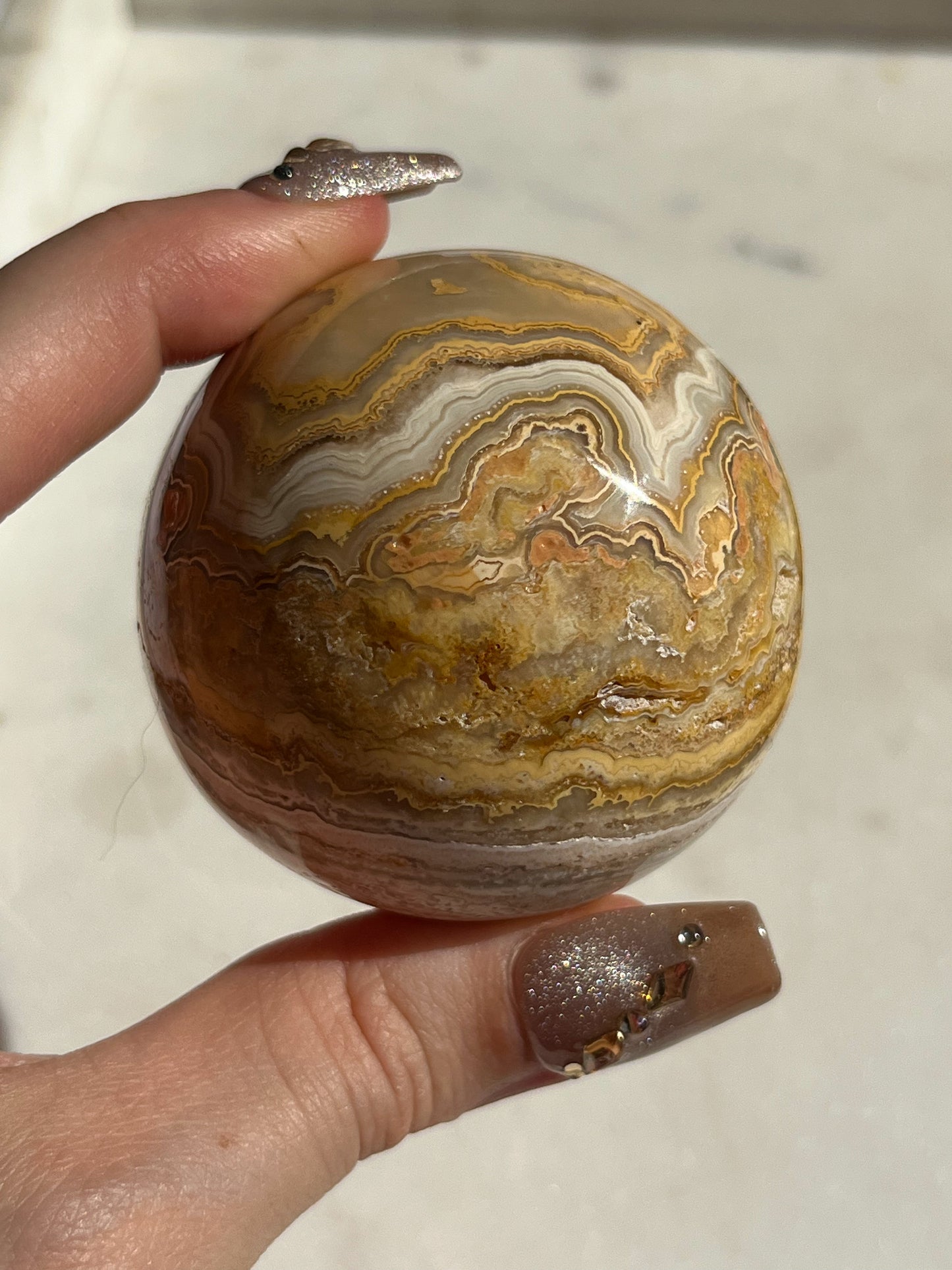 Golden Crazy Lace Agate Sphere #D