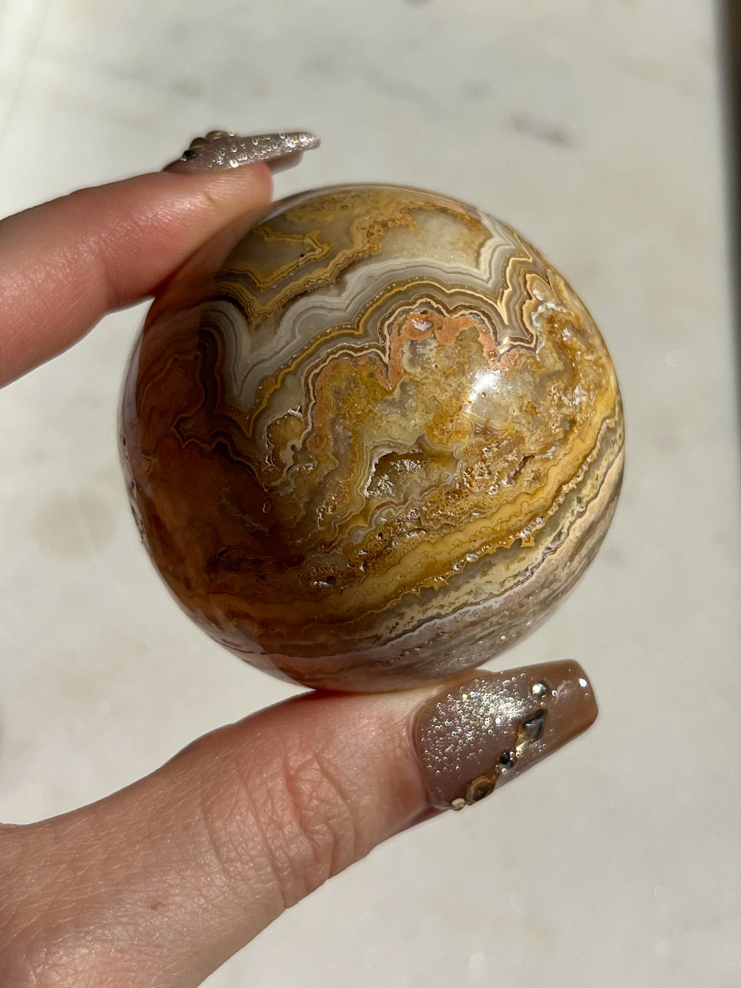 Golden Crazy Lace Agate Sphere #D