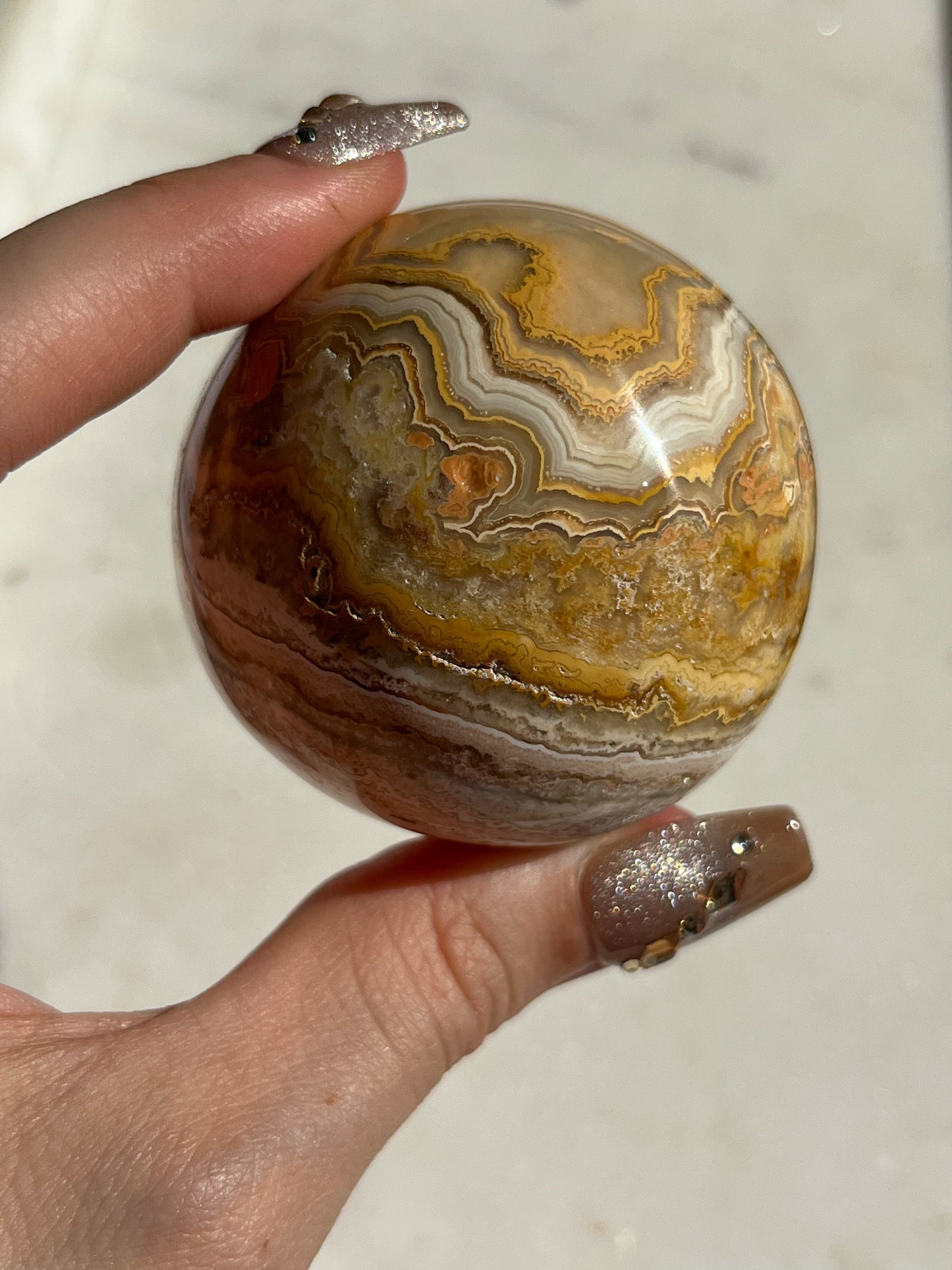 Golden Crazy Lace Agate Sphere #D