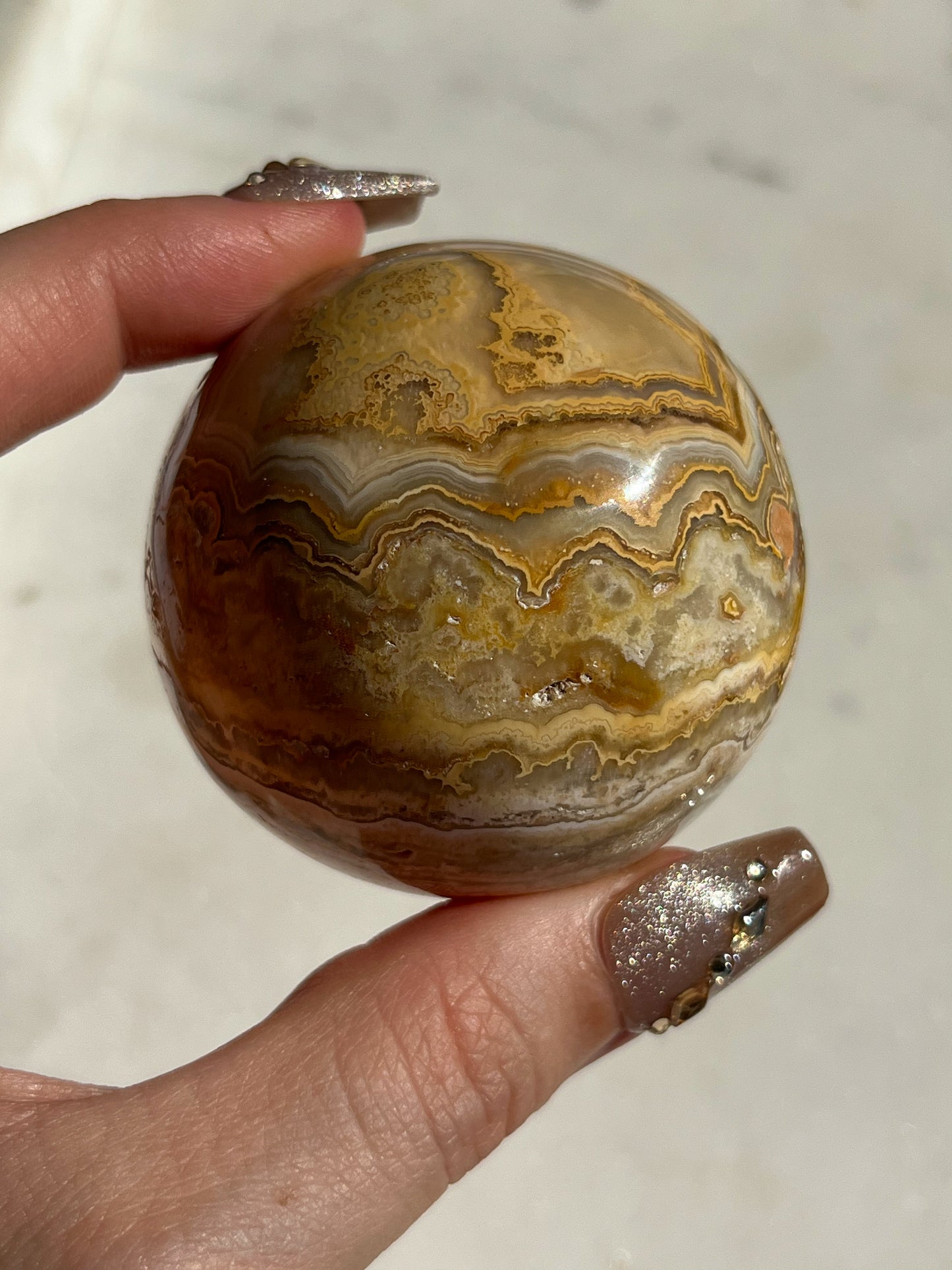 Golden Crazy Lace Agate Sphere #D