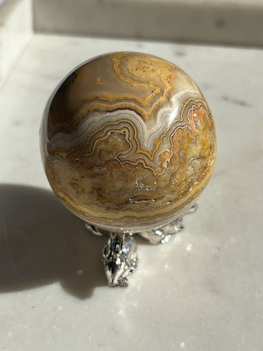 Golden Crazy Lace Agate Sphere #D