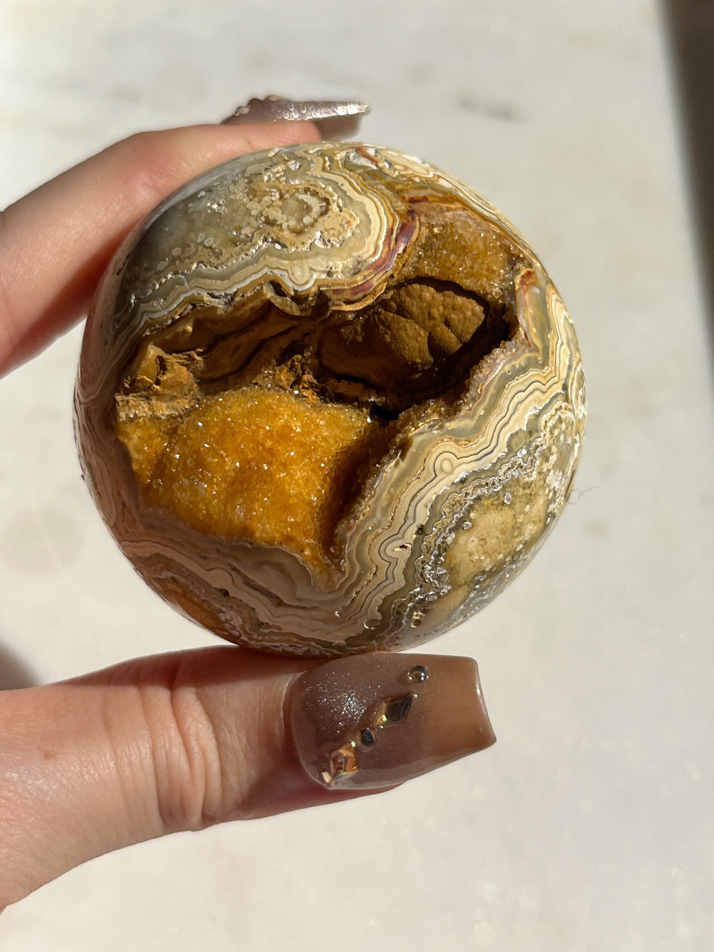 Golden Crazy Lace Agate Sphere #E