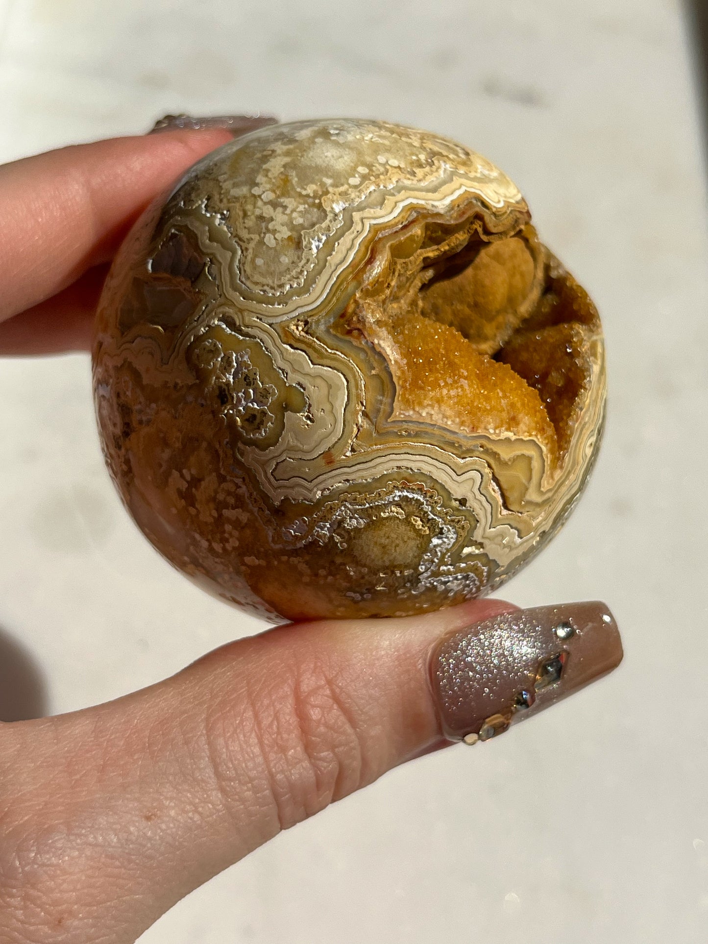 Golden Crazy Lace Agate Sphere #E