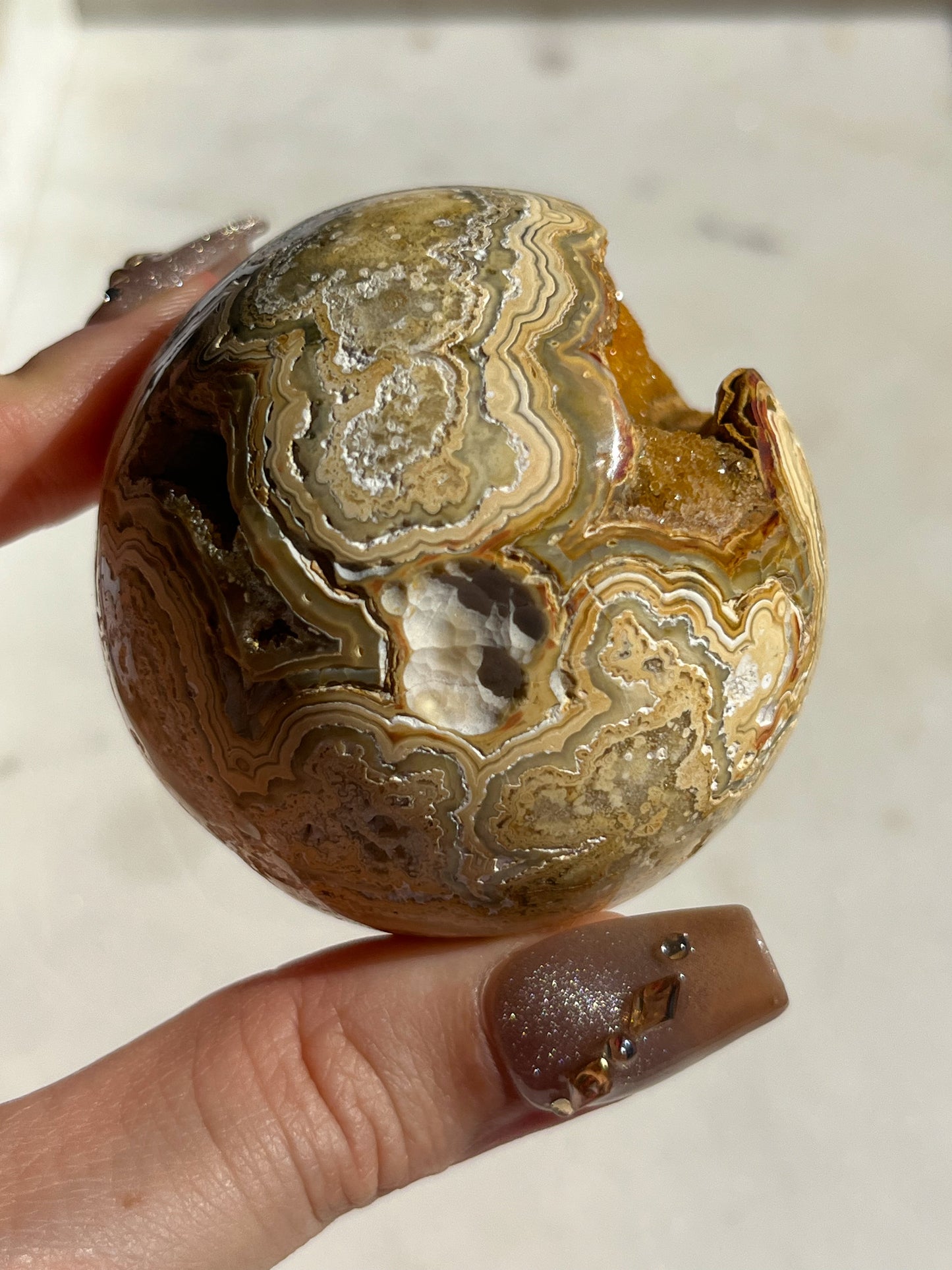 Golden Crazy Lace Agate Sphere #E