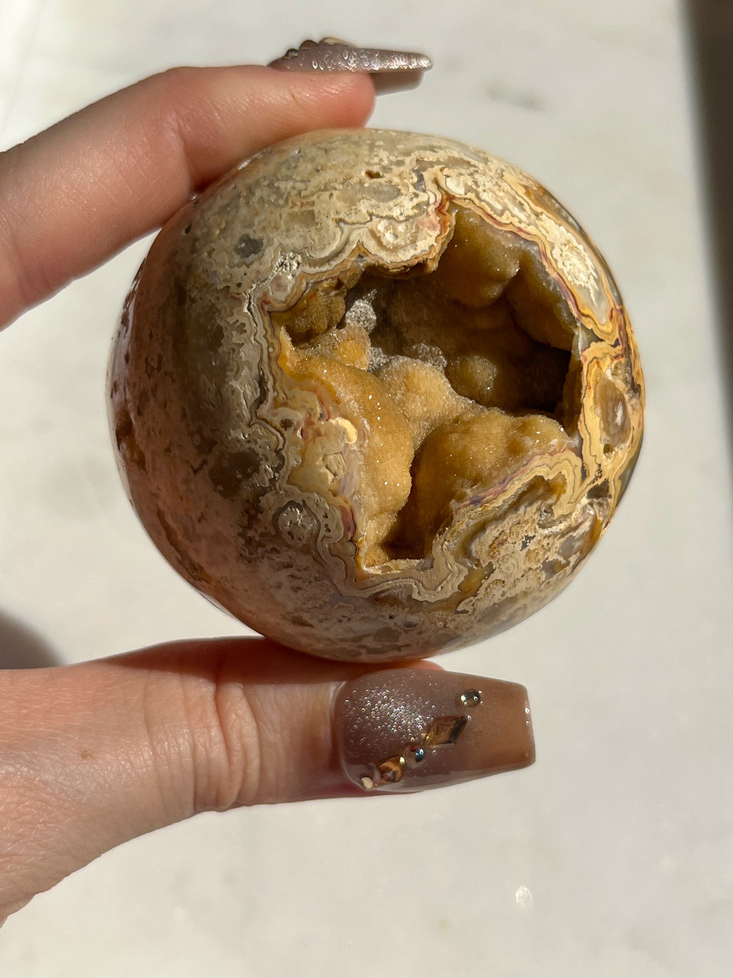 Golden Crazy Lace Agate Sphere #F