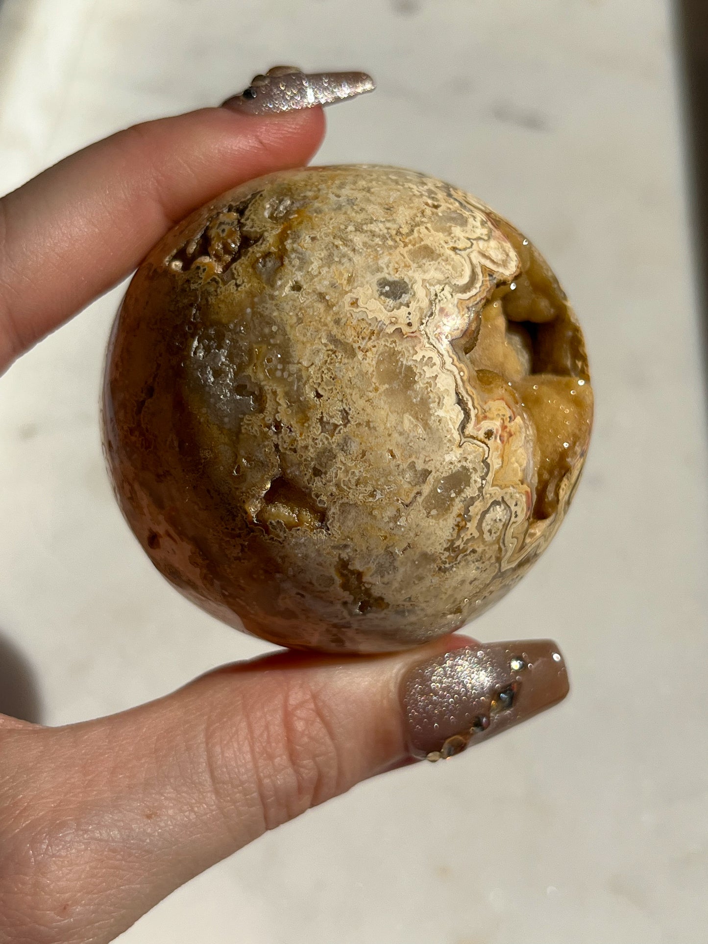 Golden Crazy Lace Agate Sphere #F