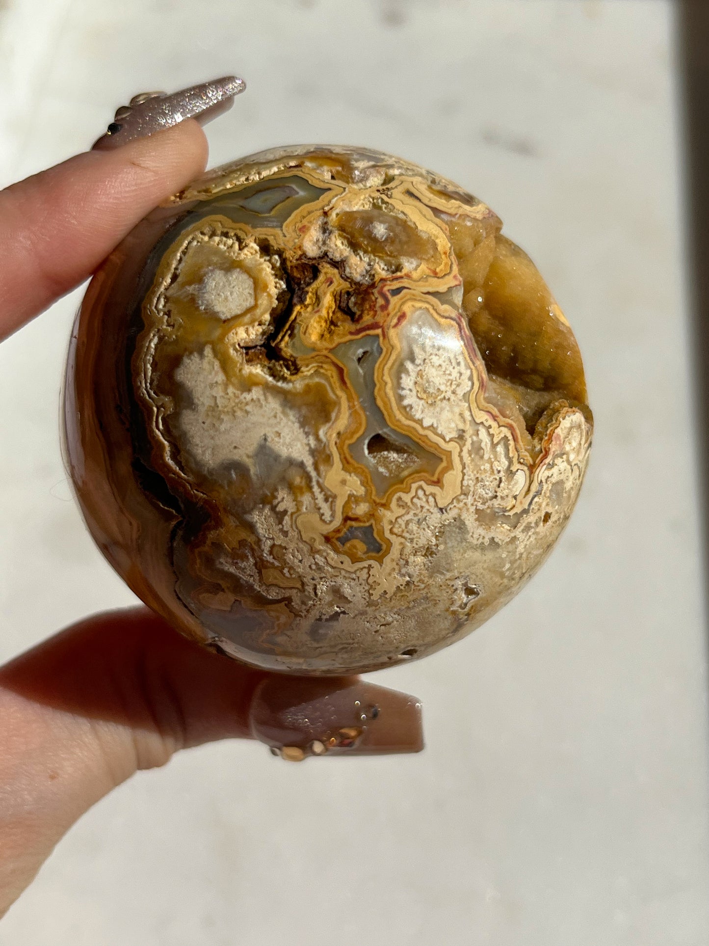 Golden Crazy Lace Agate Sphere #F