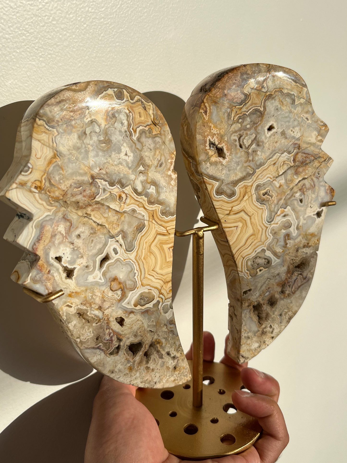 Golden Crazy Lace Agate Angel Wings on Stand #A