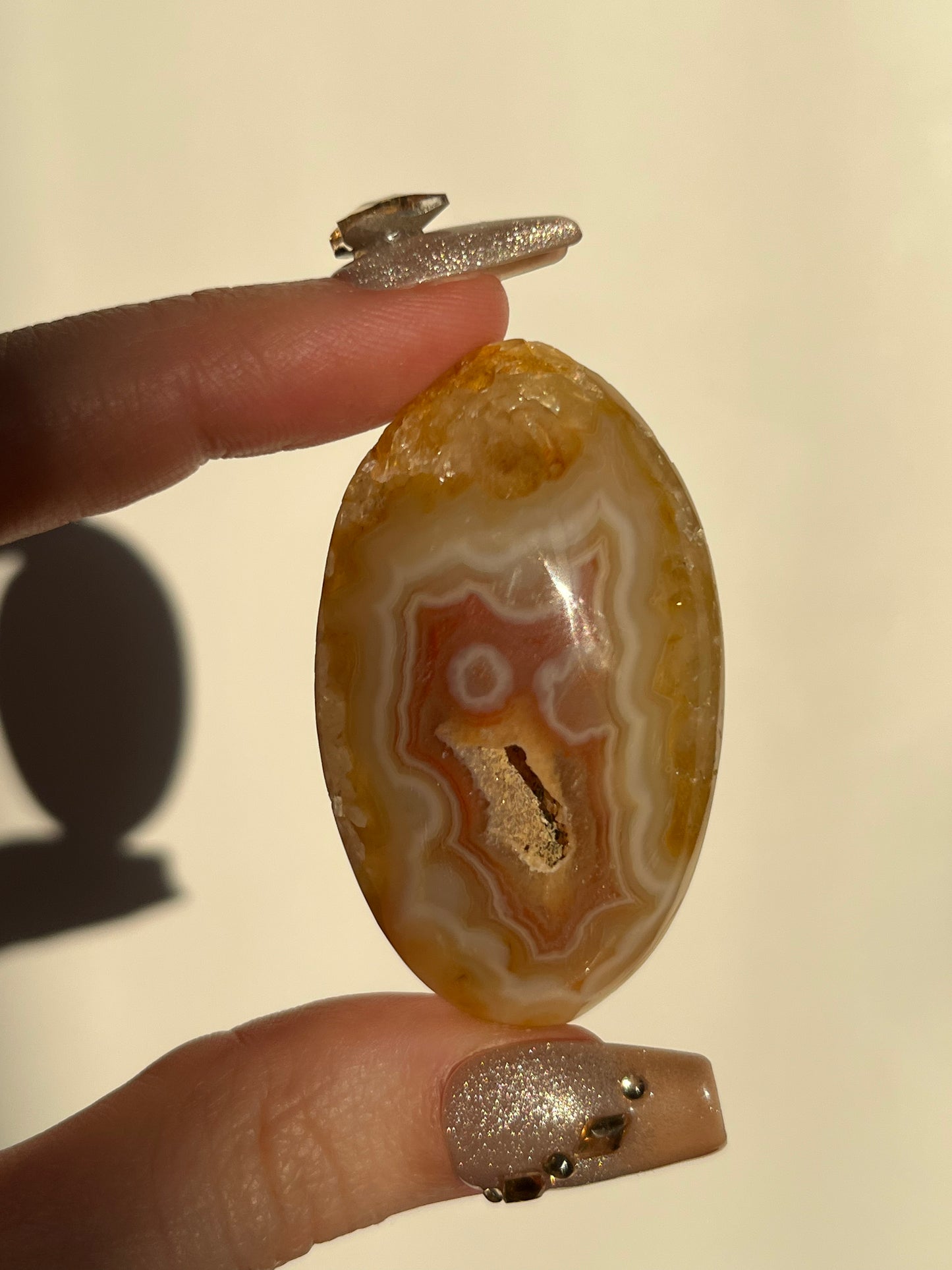 Golden Healer Quartz x Agate Palmstone with Face Agate B