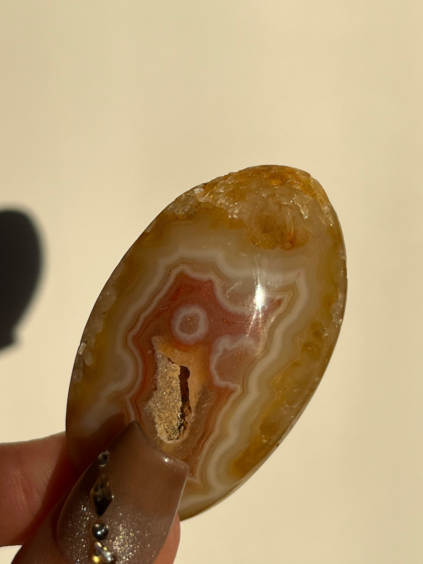 Golden Healer Quartz x Agate Palmstone with Face Agate B