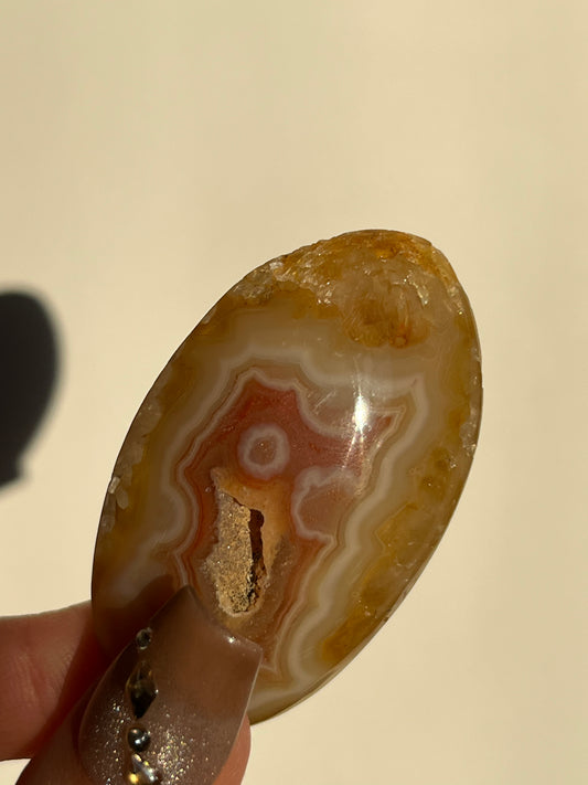 Golden Healer Quartz x Agate Palmstone with Face Agate B