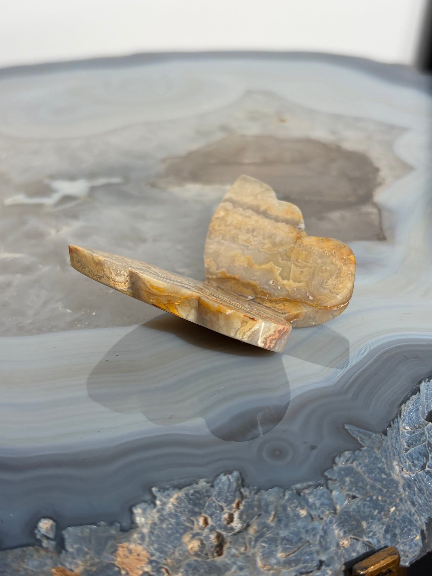 Golden Lace Agate 3D Butterfly Carving (Perfectly Imperfect)