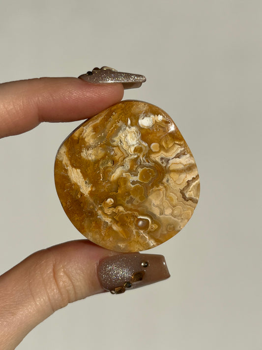 Golden Lace Agate Flat Stone B