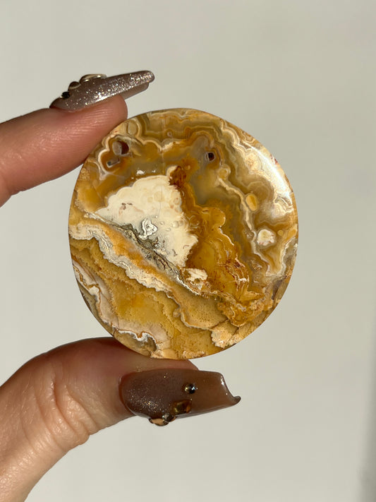 Golden Lace Agate Flat Stone E