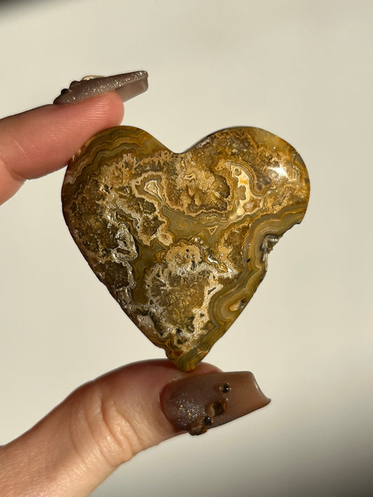 ‘Batik’ Golden Lace Agate Heart G