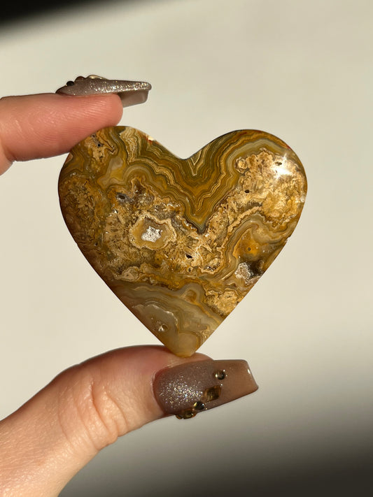 Golden Lace Agate Heart I