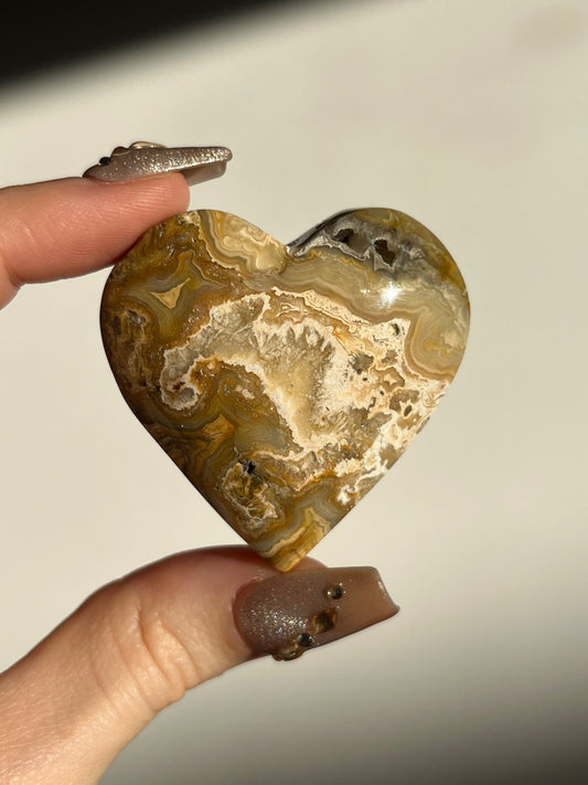 Golden Lace Agate Heart J