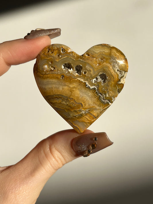 Golden Lace Agate Heart K
