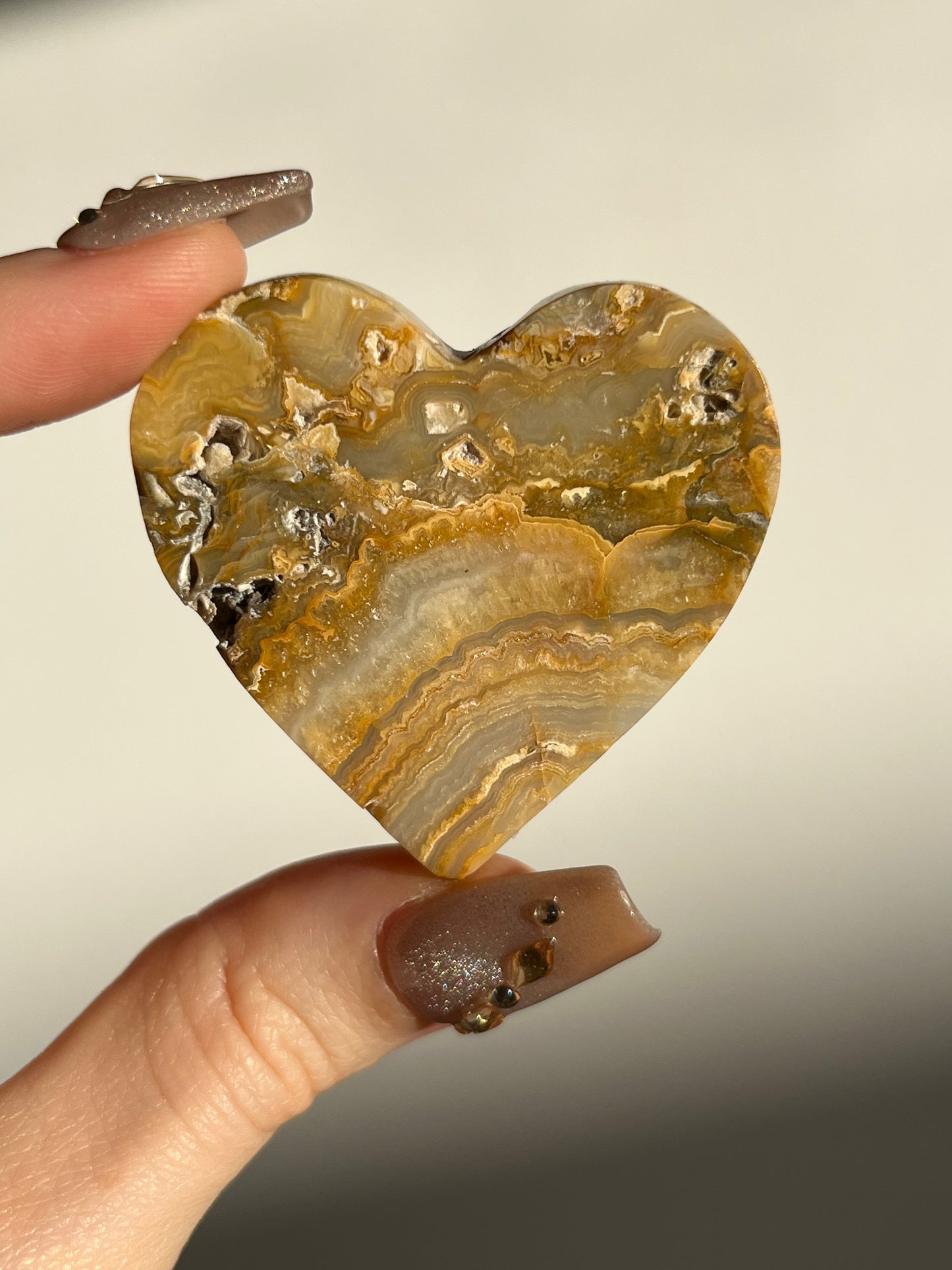 Golden Lace Agate Heart K