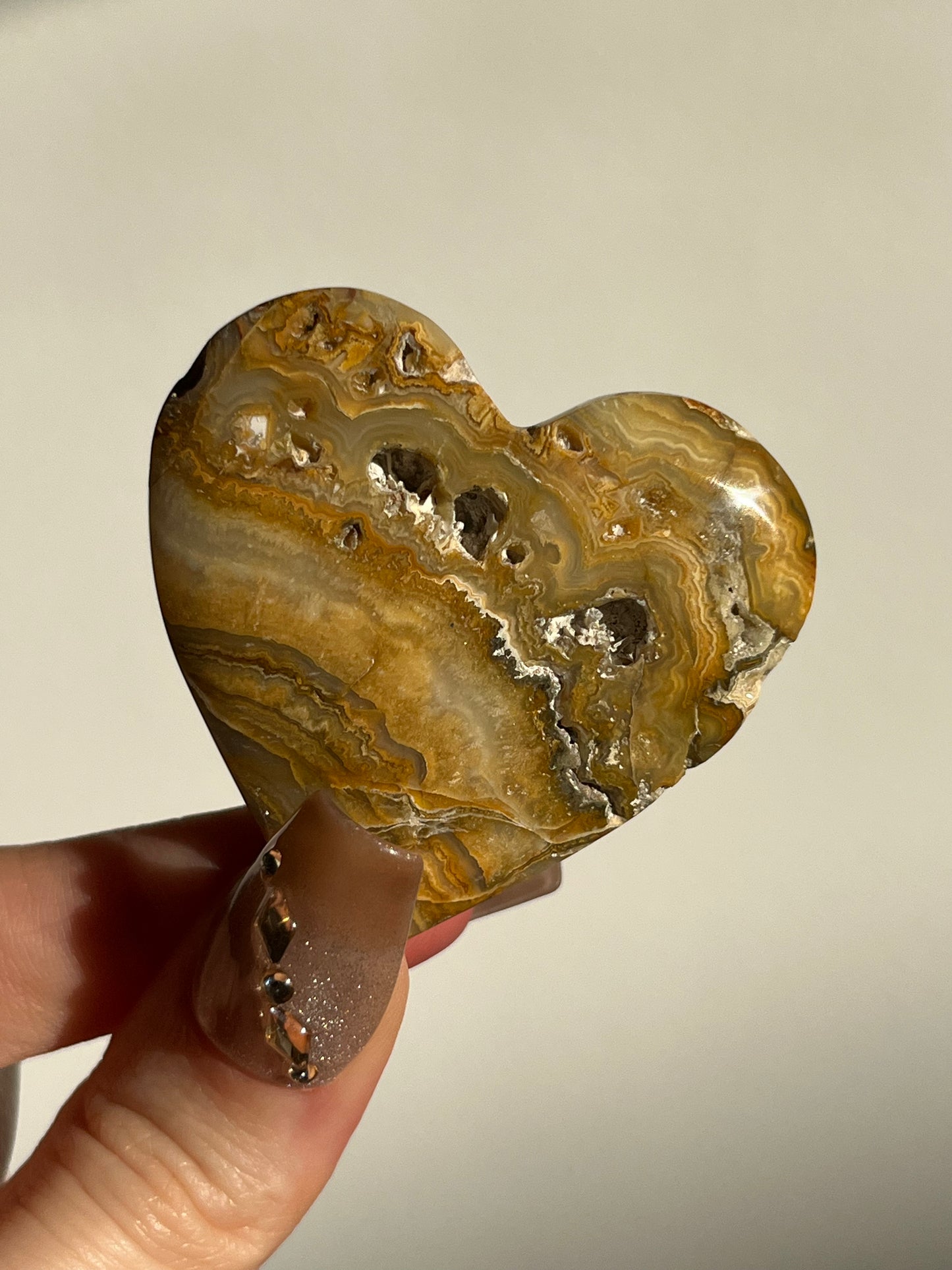 Golden Lace Agate Heart K