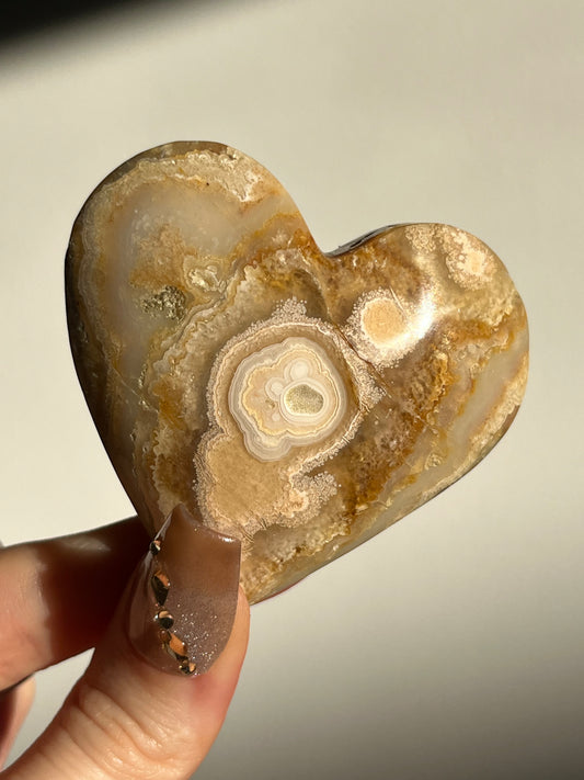 Golden Lace Agate Heart B