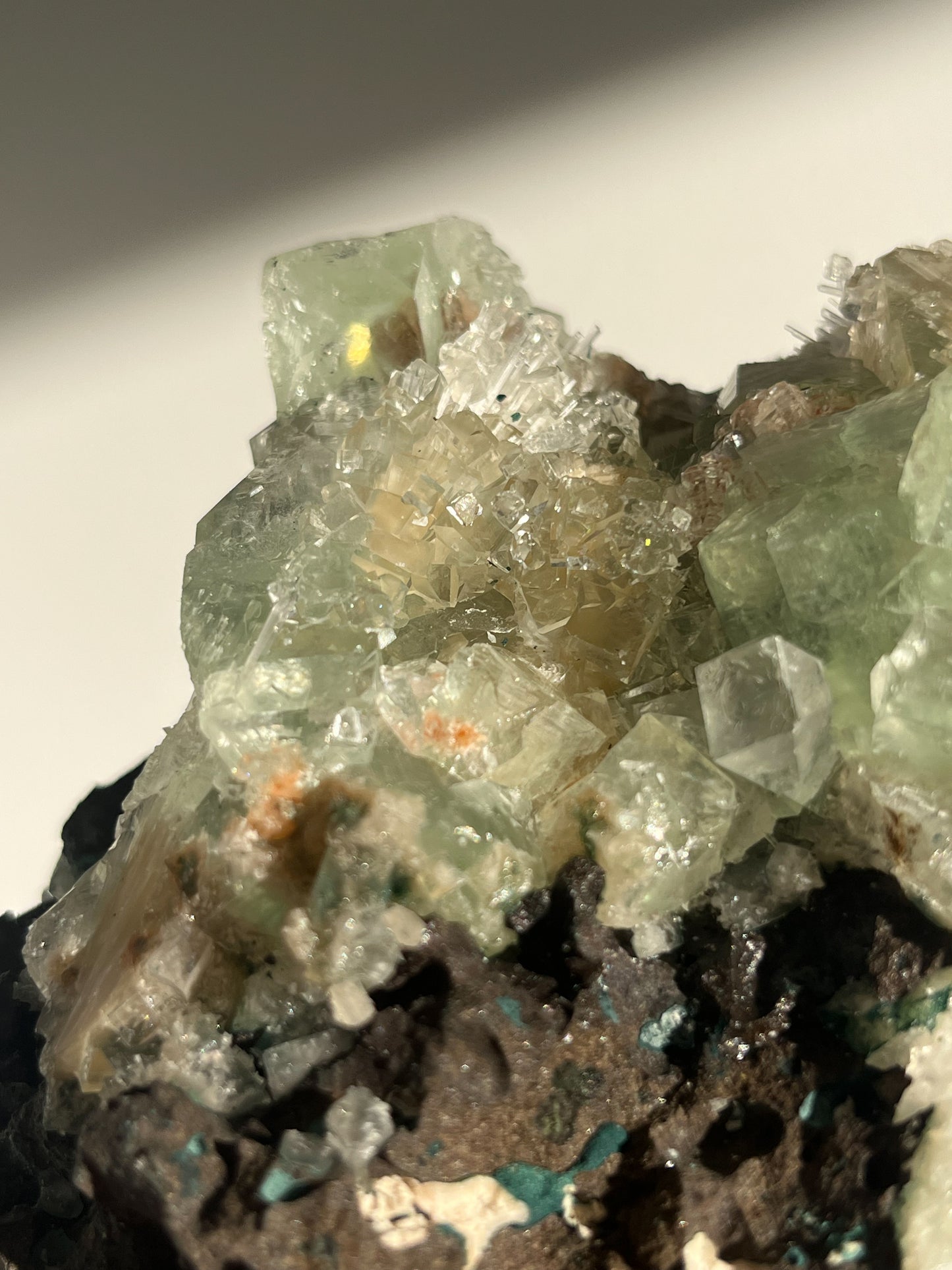 Green Apophyllite with Thomsonite, Mesolite & Calcite Specimen #19 (Self Standing)