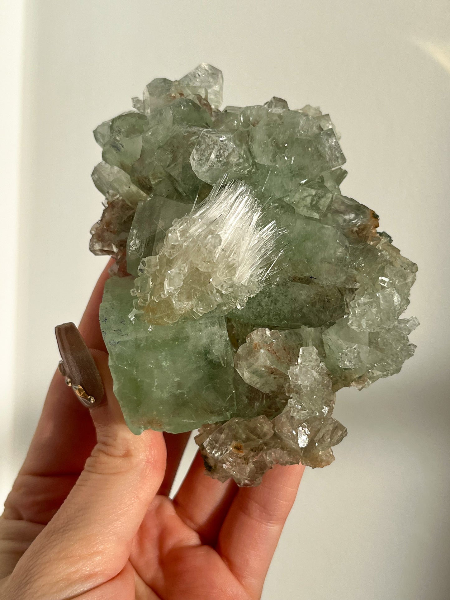 Green Apophyllite with Thomsonite, Mesolite & Calcite Specimen #3