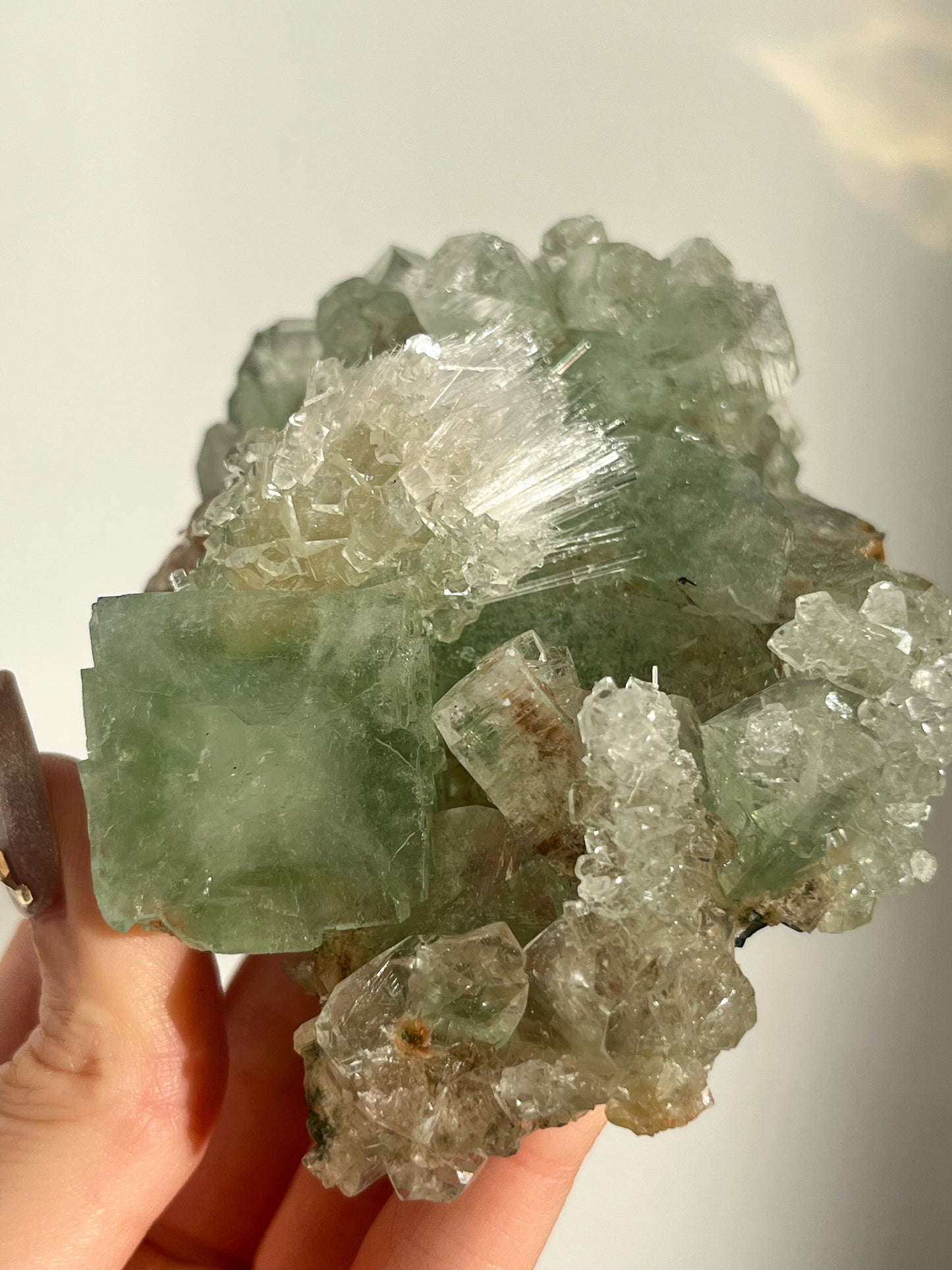 Green Apophyllite with Thomsonite, Mesolite & Calcite Specimen #3