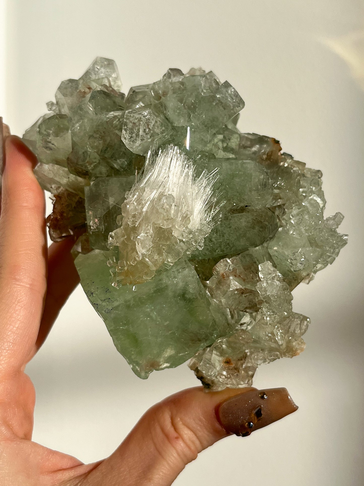 Green Apophyllite with Thomsonite, Mesolite & Calcite Specimen #3