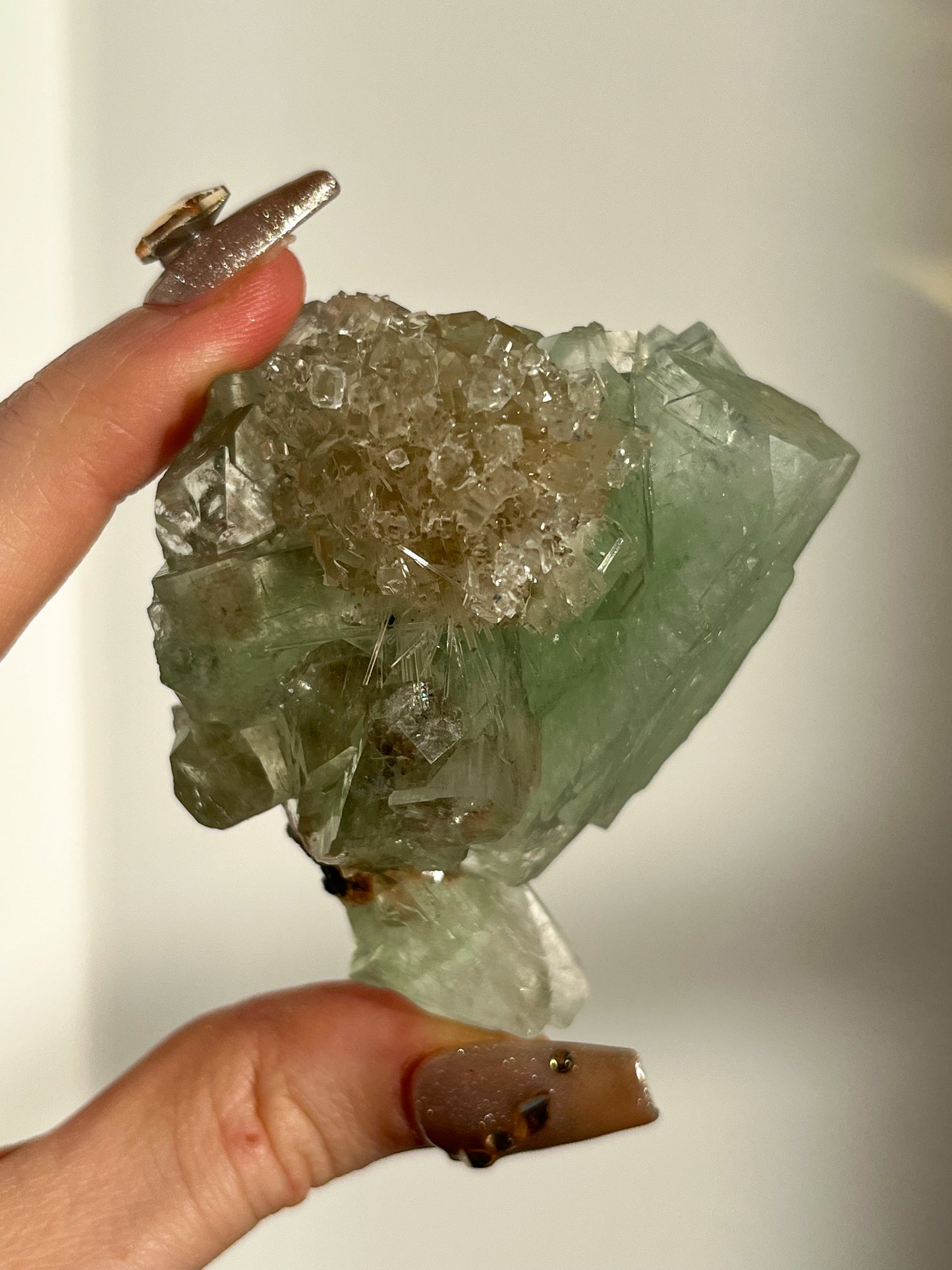 Green Apophyllite with Thomsonite, Mesolite & Calcite Specimen #6