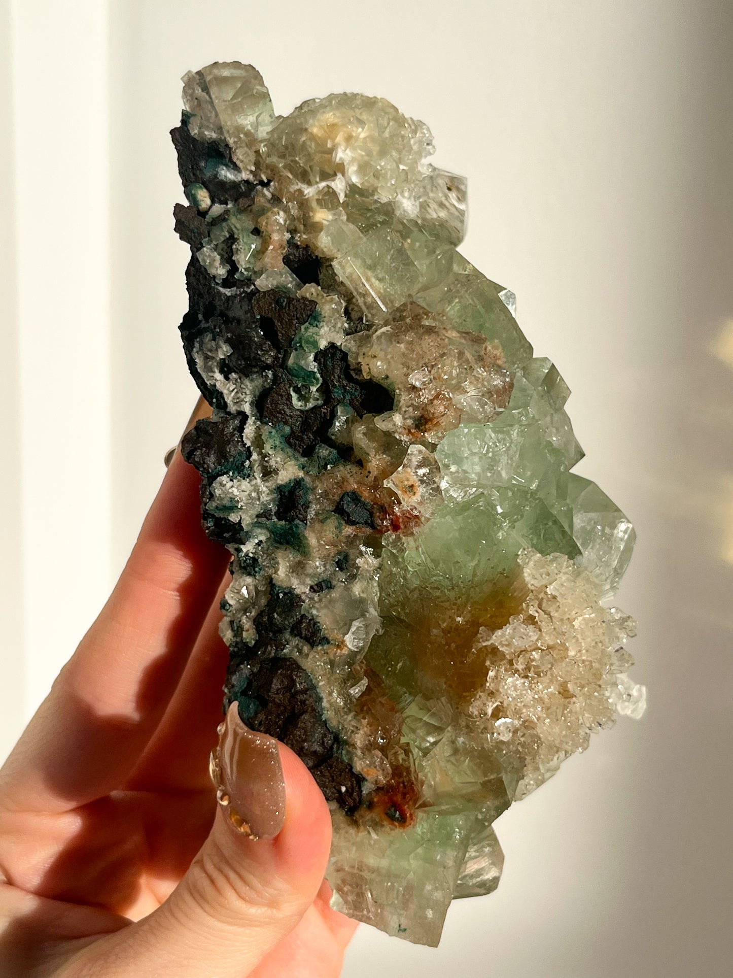 Green Apophyllite with Thomsonite, Mesolite & Calcite Specimen #9