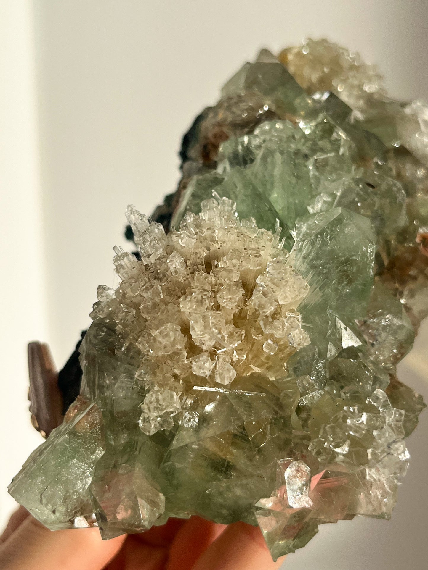 Green Apophyllite with Thomsonite, Mesolite & Calcite Specimen #9