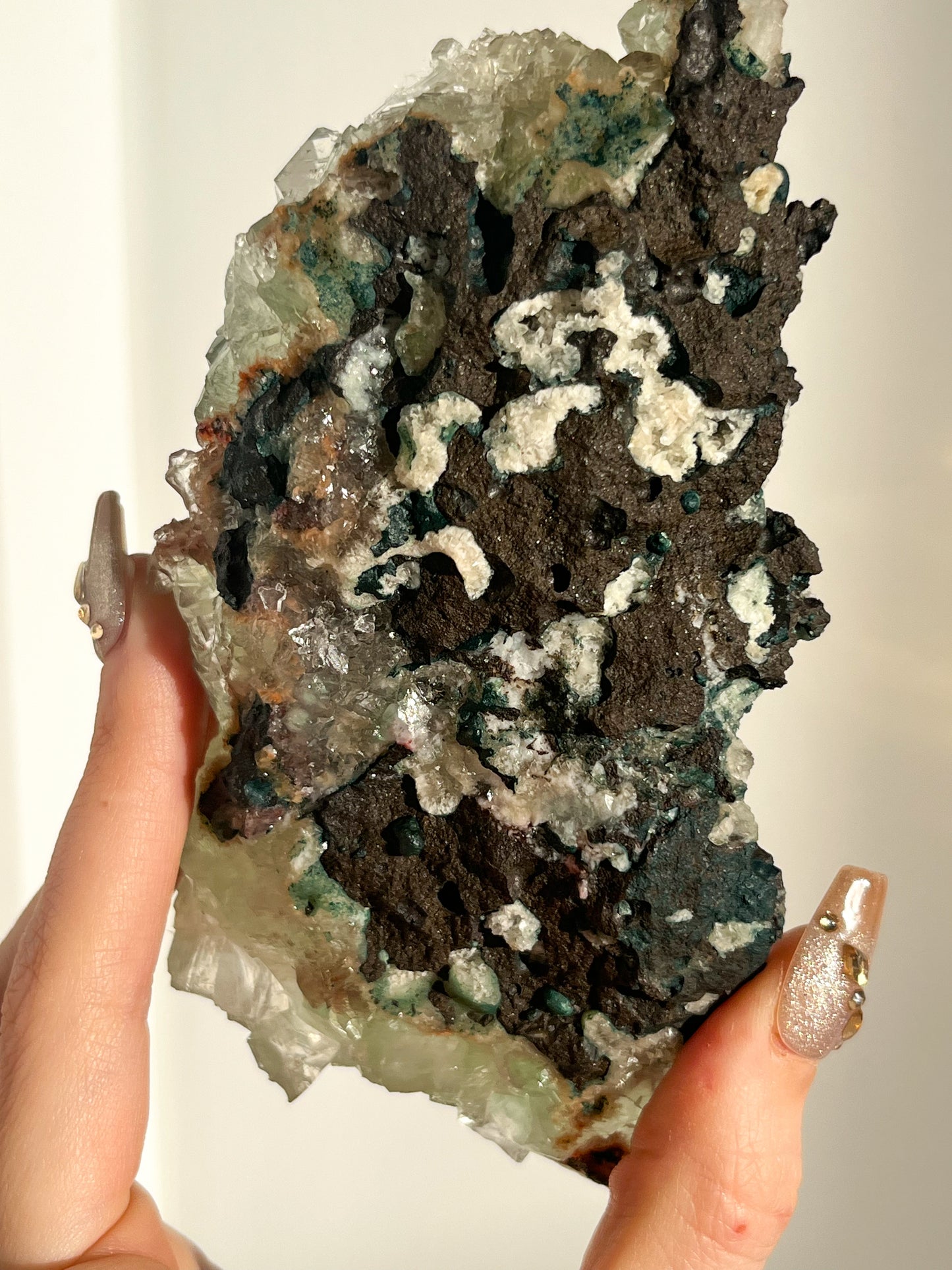 Green Apophyllite with Thomsonite, Mesolite & Calcite Specimen #9