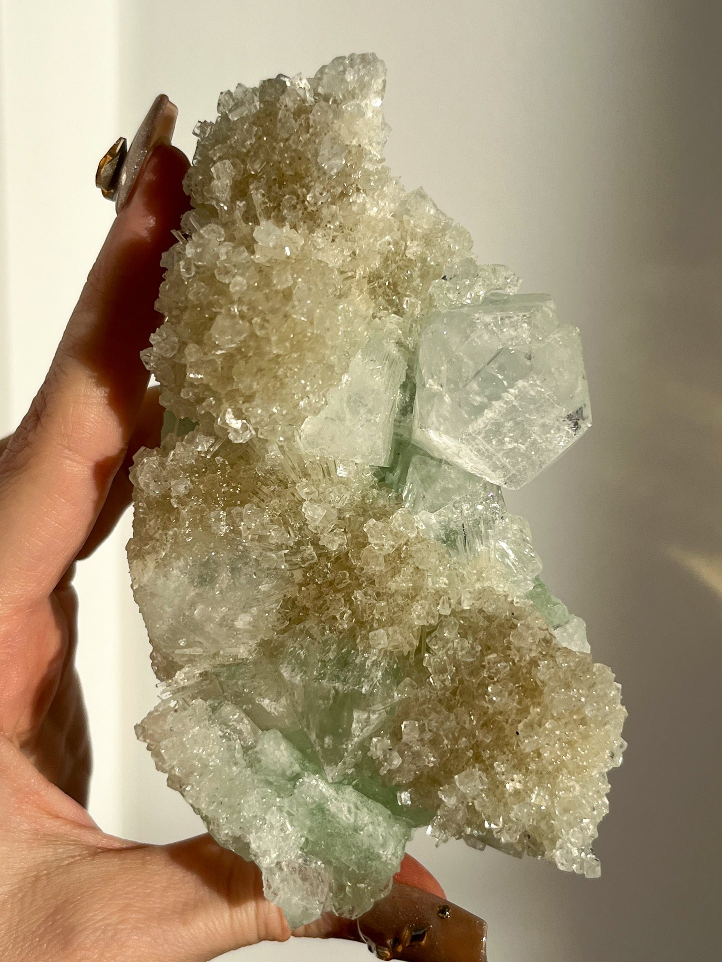 Green Apophyllite with Thomsonite, Mesolite & Calcite Specimen #10