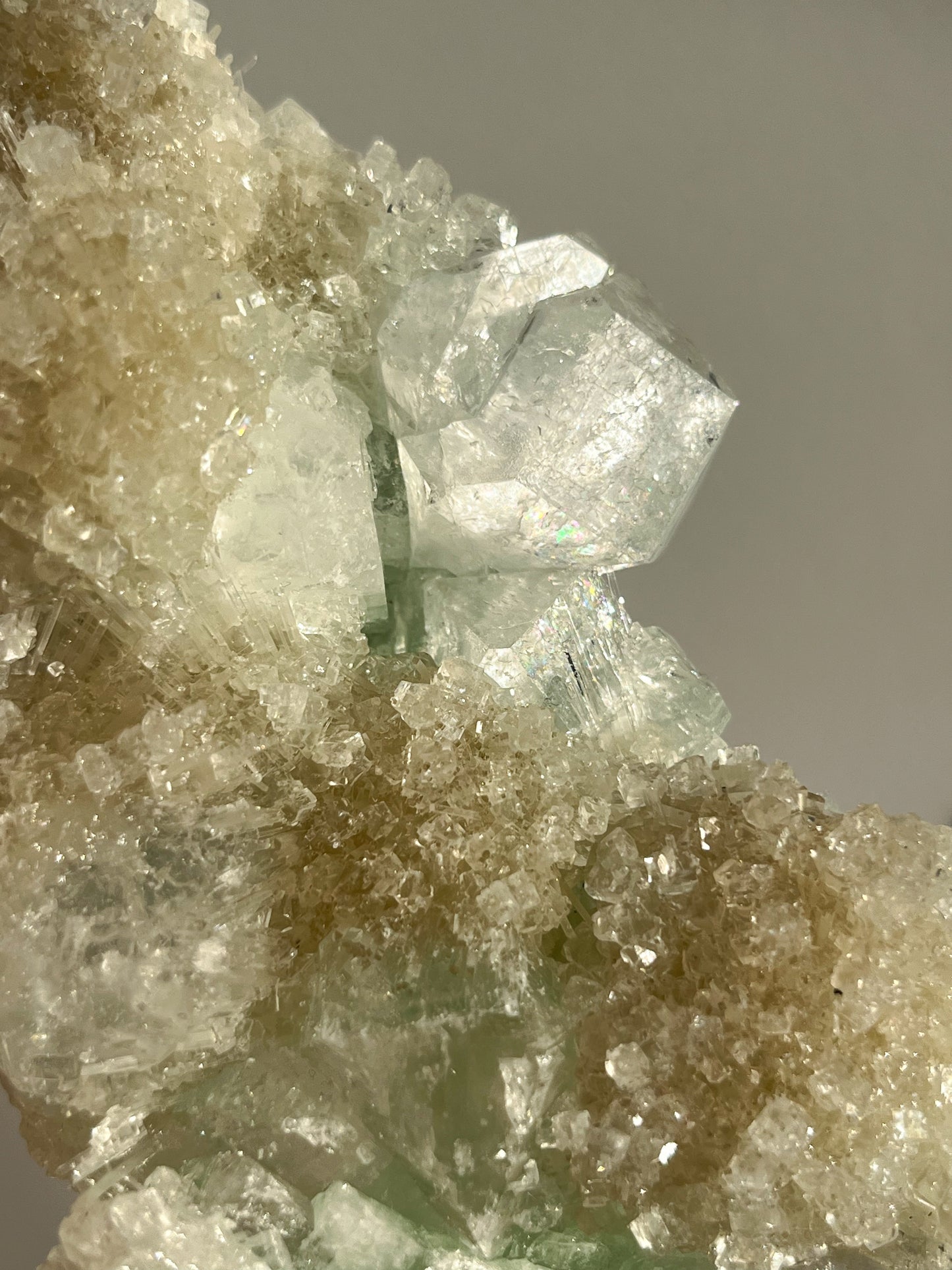 Green Apophyllite with Thomsonite, Mesolite & Calcite Specimen #10