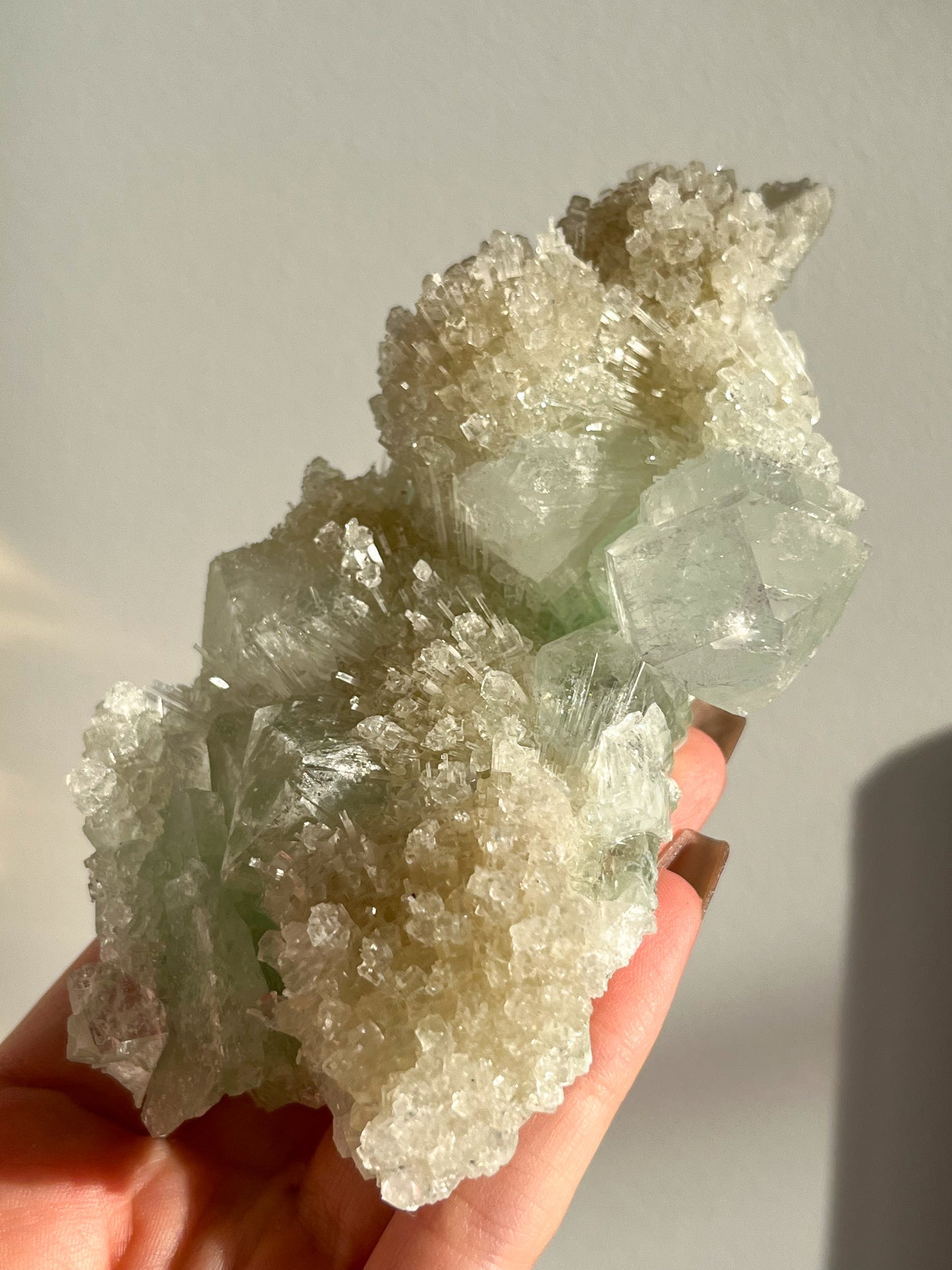 Green Apophyllite with Thomsonite, Mesolite & Calcite Specimen #10