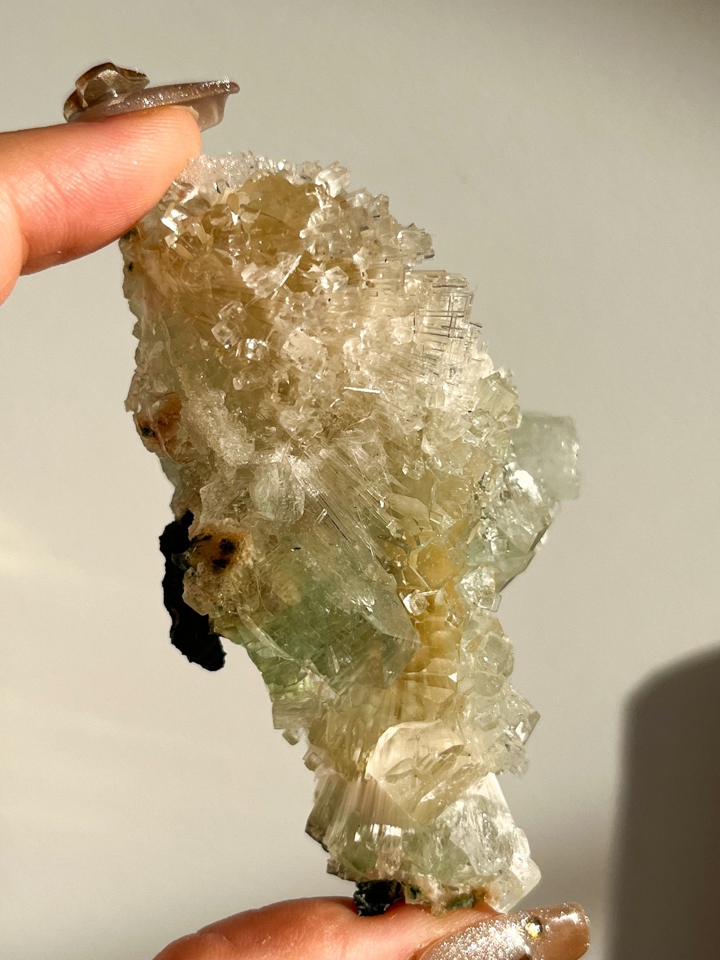 Green Apophyllite with Thomsonite, Mesolite & Calcite Specimen #12