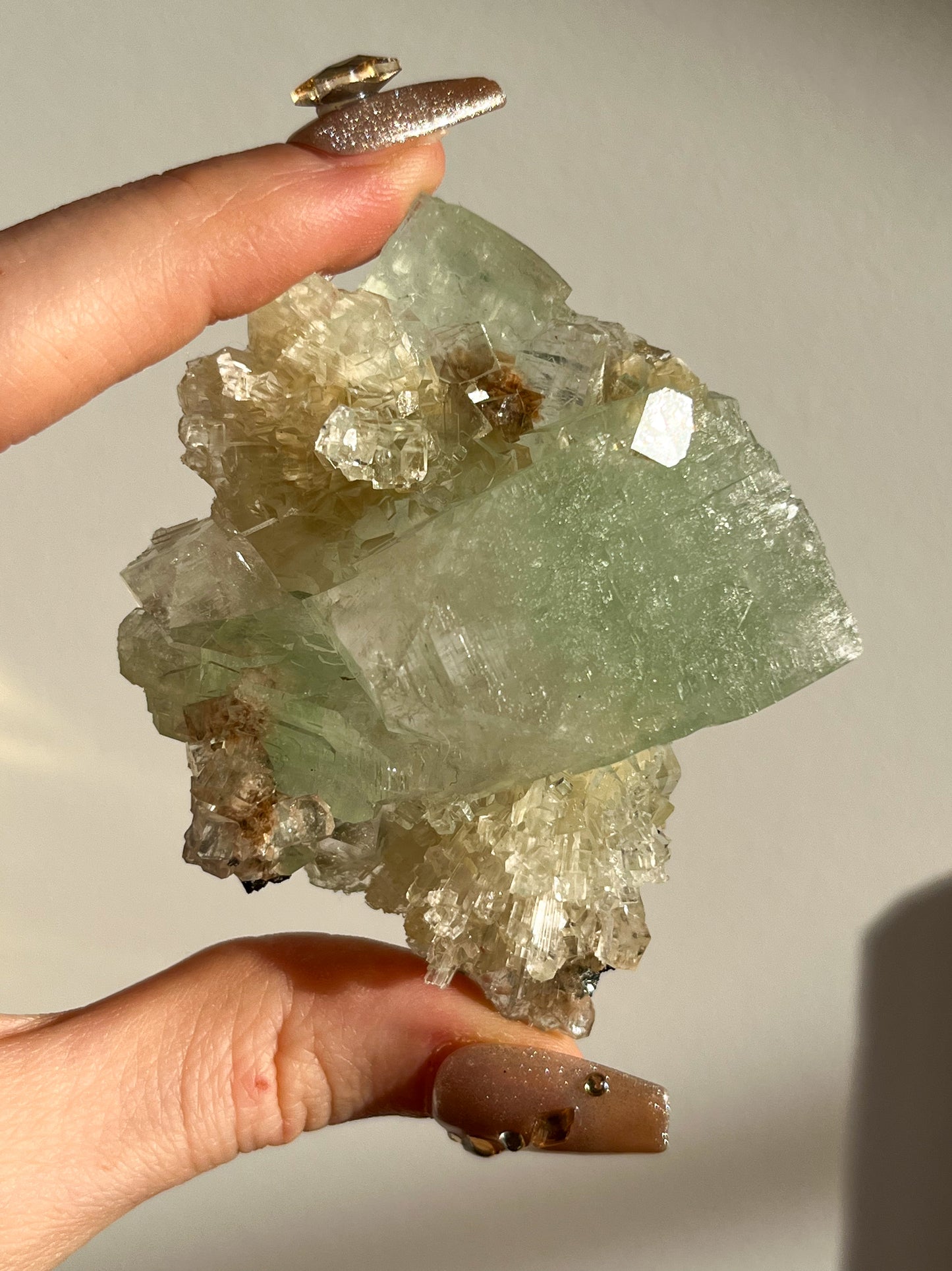 Green Apophyllite with Thomsonite, Mesolite & Calcite Specimen #13