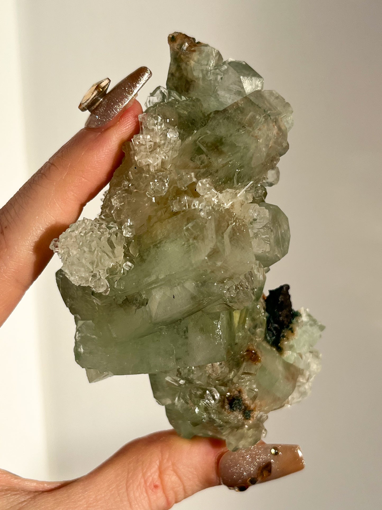 Green Apophyllite with Thomsonite, Mesolite & Calcite Specimen #15