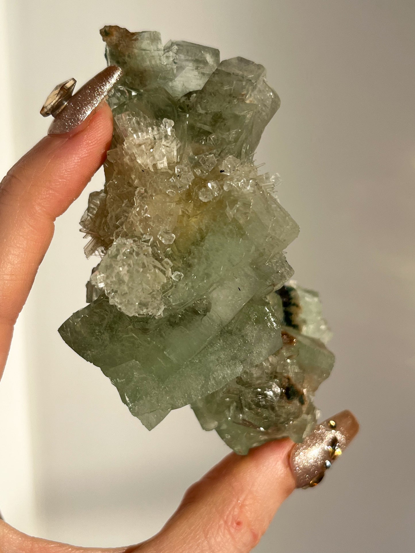 Green Apophyllite with Thomsonite, Mesolite & Calcite Specimen #15