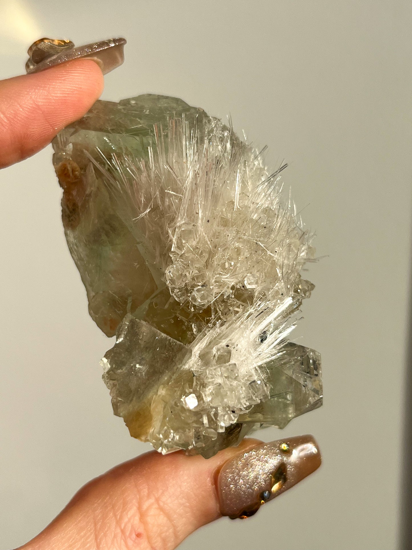 Green Apophyllite with Thomsonite, Mesolite & Calcite Specimen #17