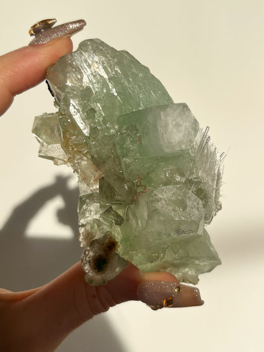 Green Apophyllite with Thomsonite, Mesolite & Calcite Specimen #20