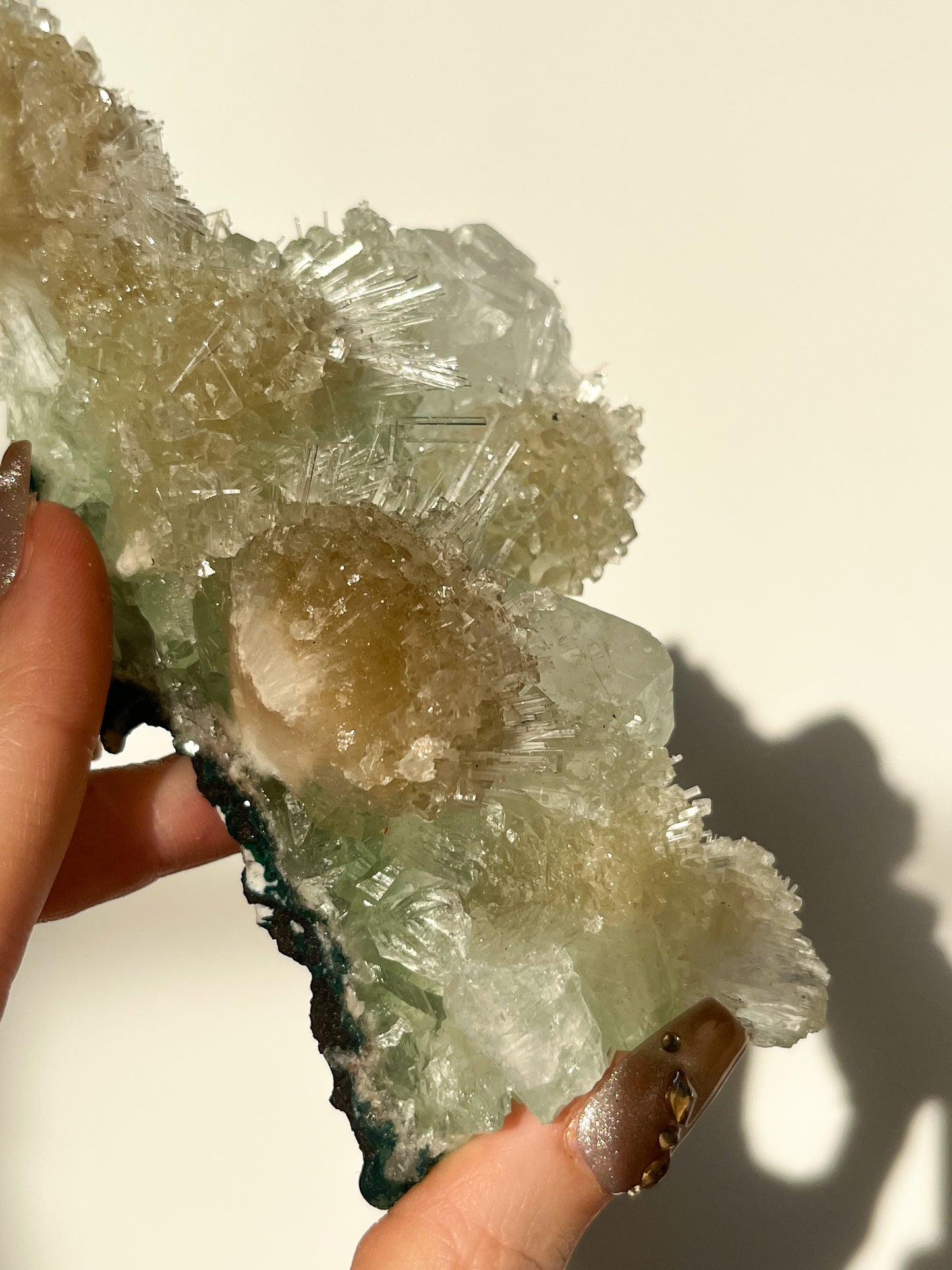 Green Apophyllite with Thomsonite, Mesolite & Calcite Specimen #21