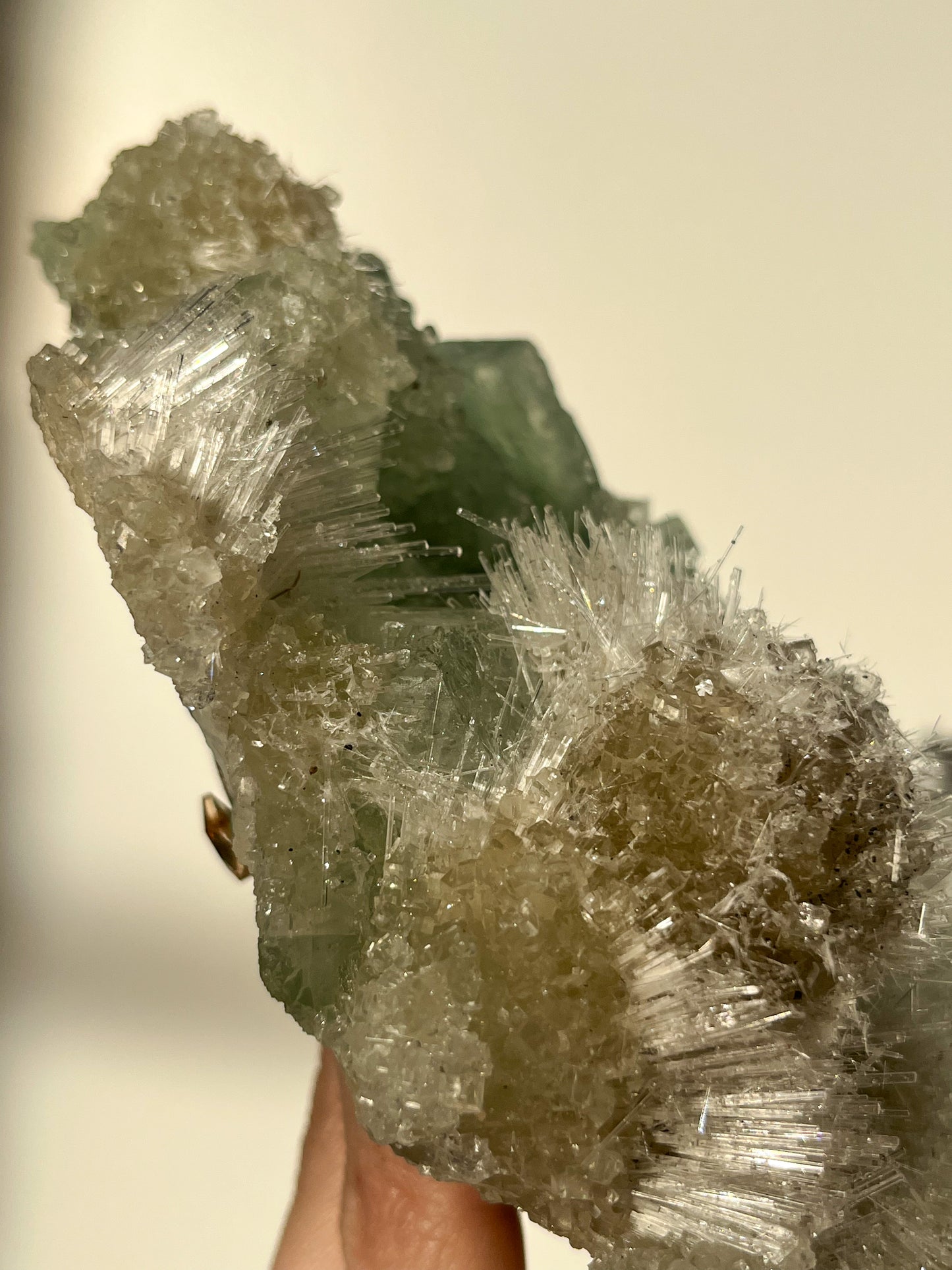 Green Apophyllite with Thomsonite, Mesolite & Calcite Specimen #23