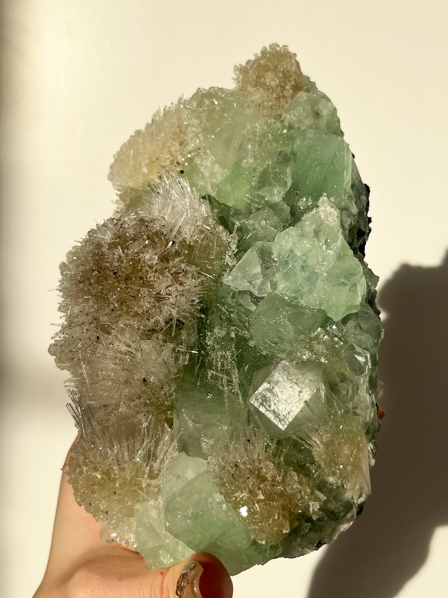 Green Apophyllite with Thomsonite, Mesolite & Calcite Specimen #23