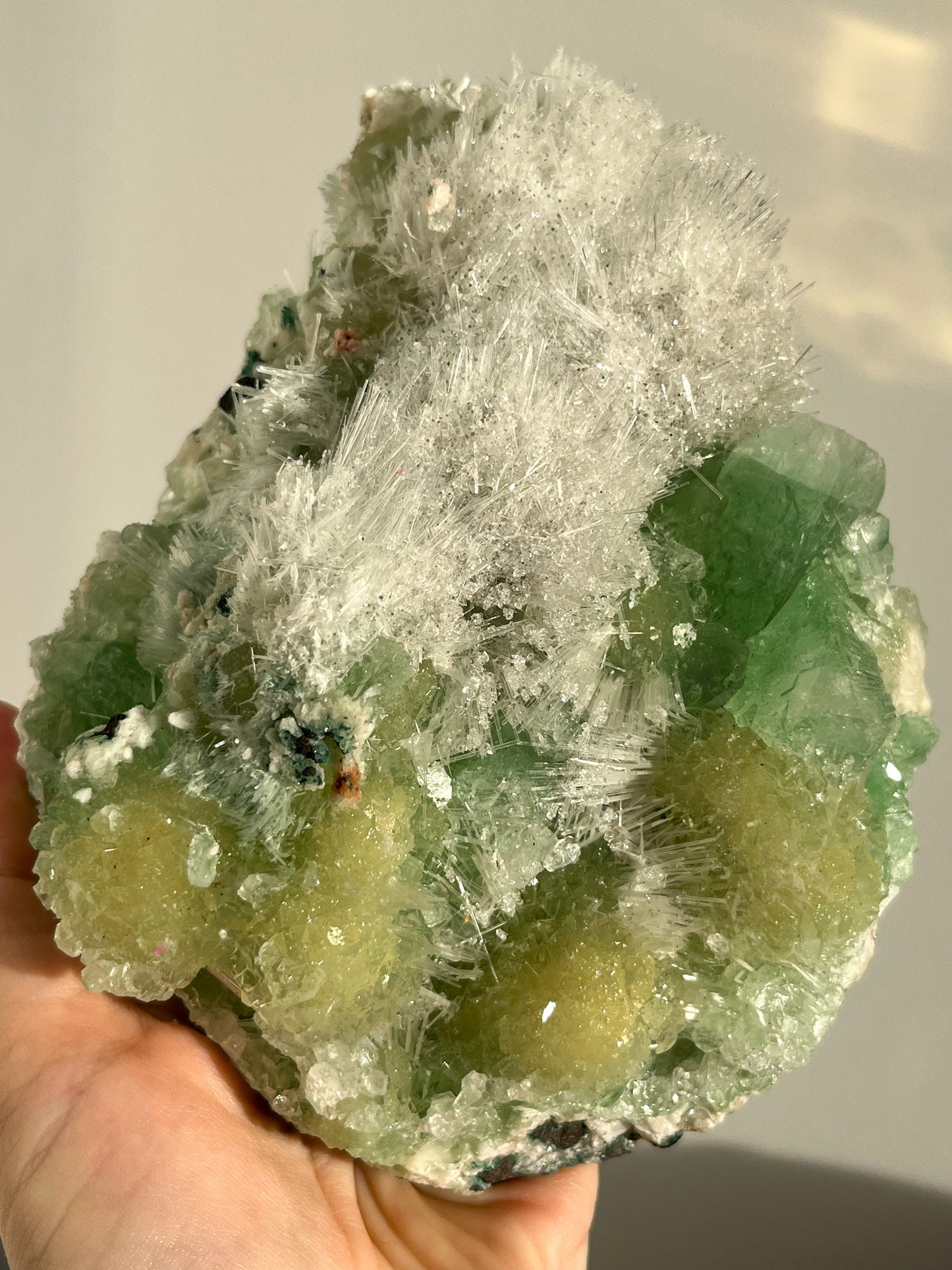 Green Apophyllite with Thomsonite, Mesolite & Calcite Specimen #24 (Perfectly Imperfect)