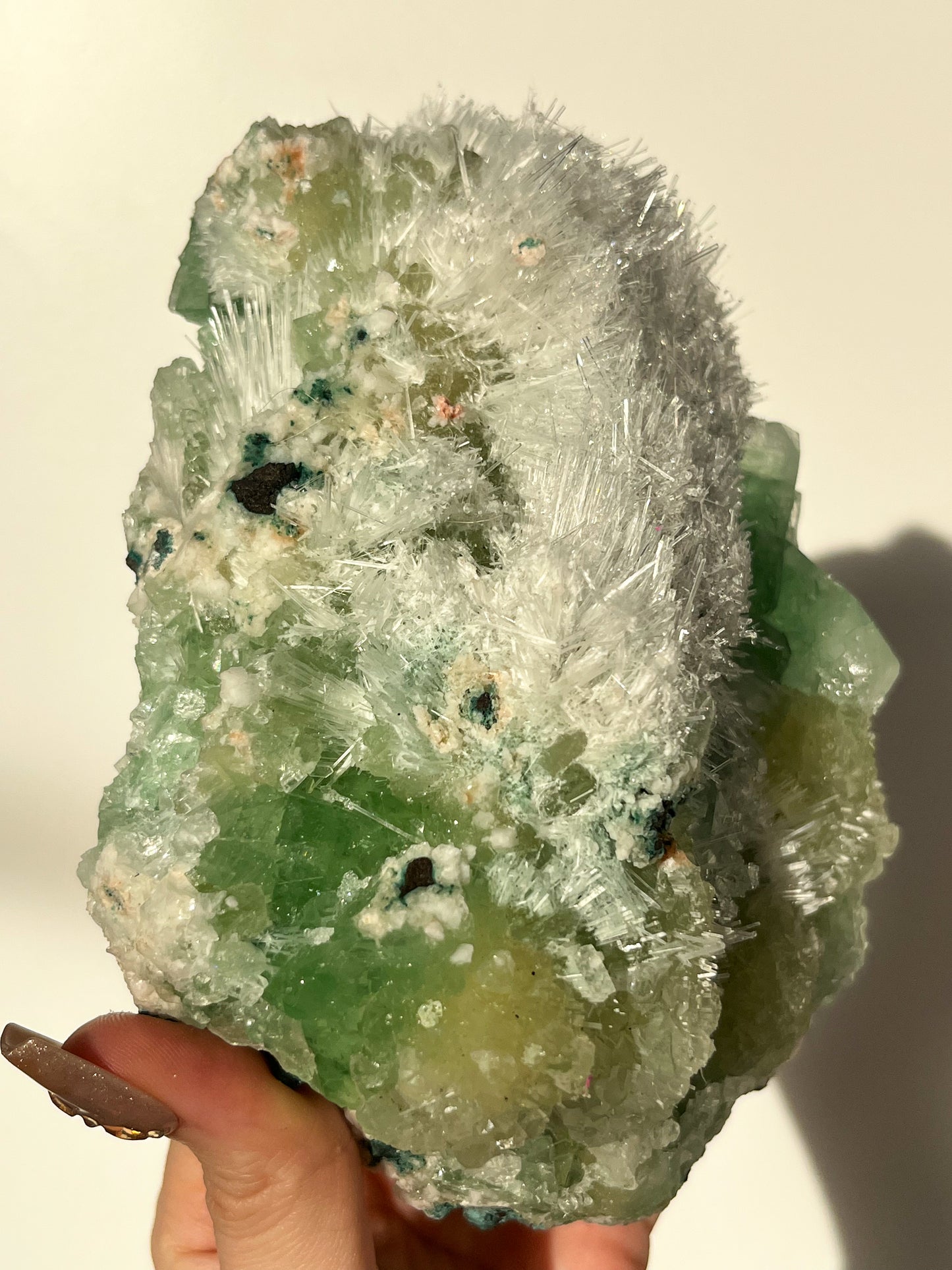 Green Apophyllite with Thomsonite, Mesolite & Calcite Specimen #24 (Perfectly Imperfect)