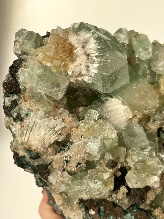 Green Apophyllite with Thomsonite, Mesolite & Calcite Specimen #25