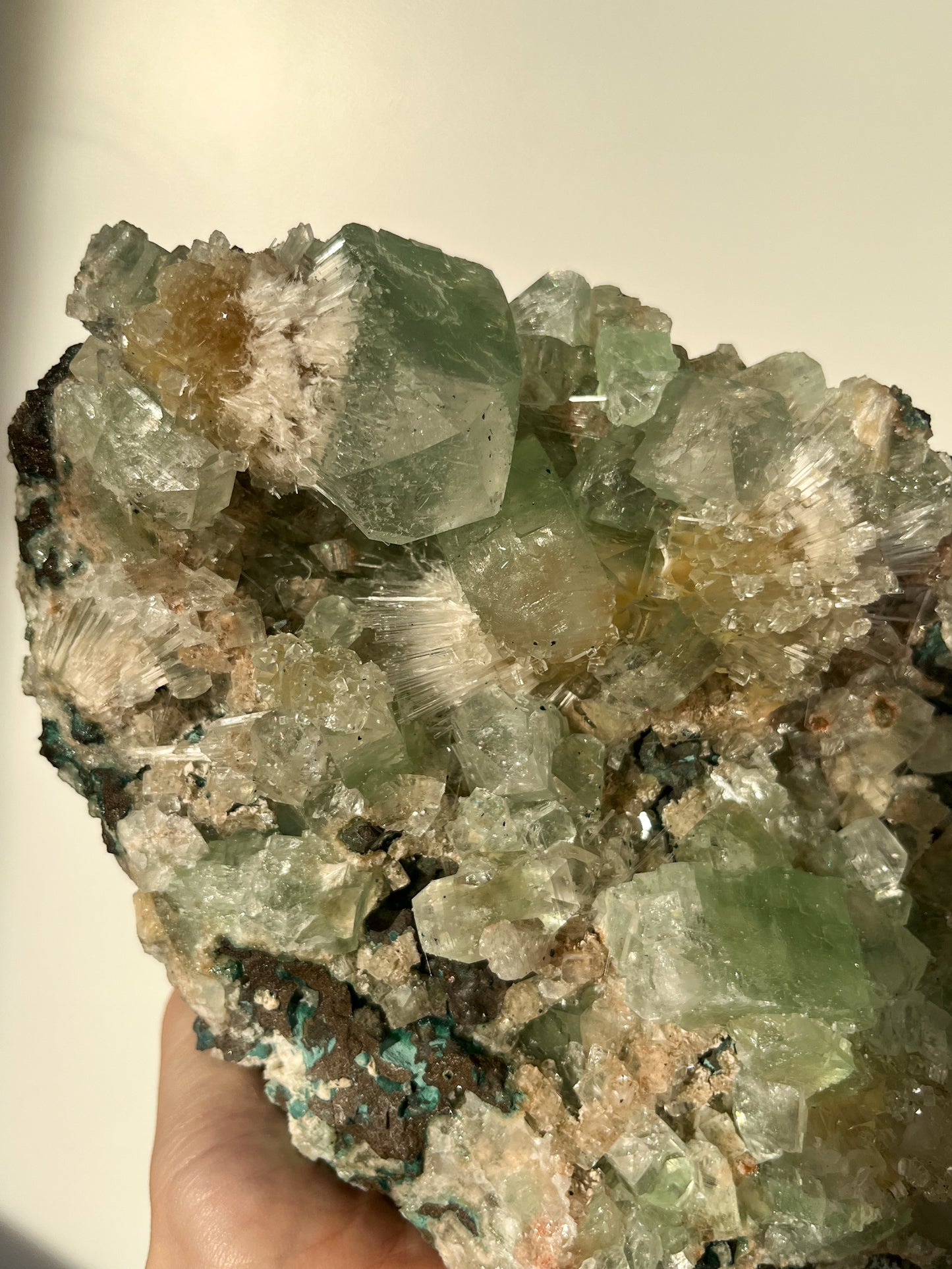 Green Apophyllite with Thomsonite, Mesolite & Calcite Specimen #25